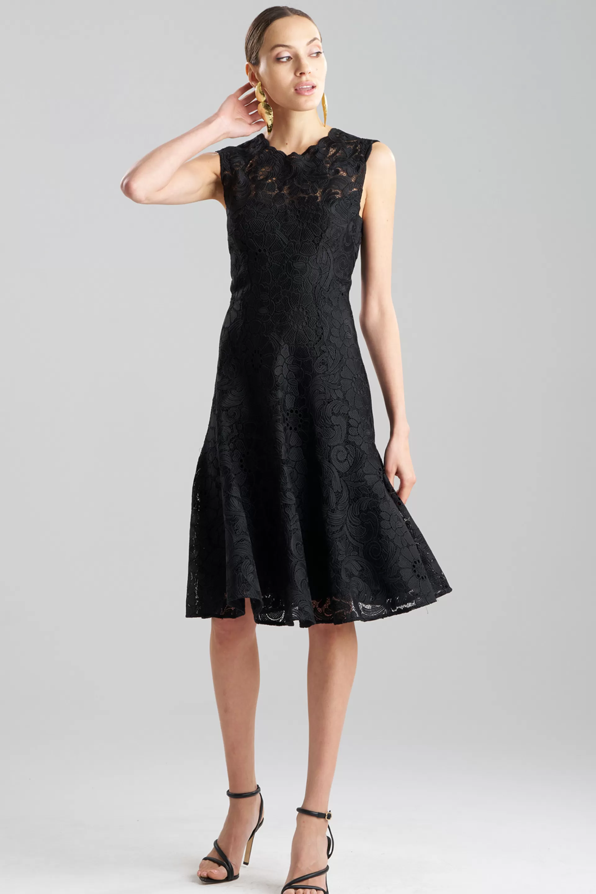 Natori Dresses<Mantilla Lace Sleeveless Dress Black