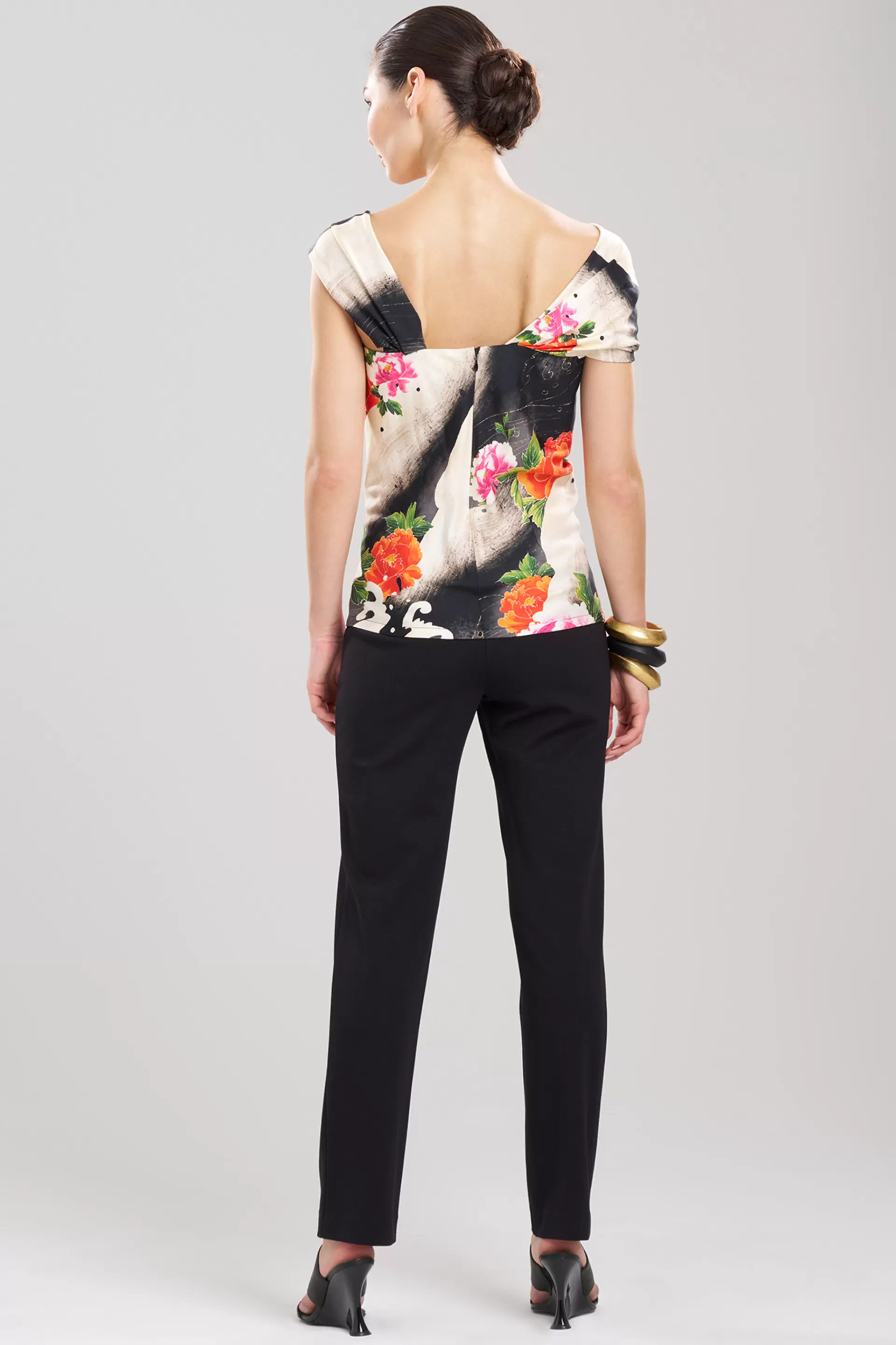 Natori Tops, Shirts & Tunics<Mayumi Cotton Silk Asymmetrical Top Black Multi