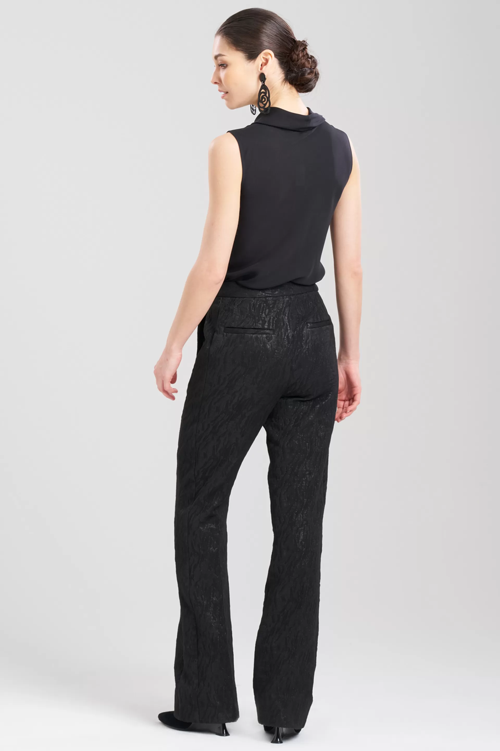 Natori Pants, Skirts & Shorts<Metallic Jacquard Bootcut Flare Trouser Pants Black