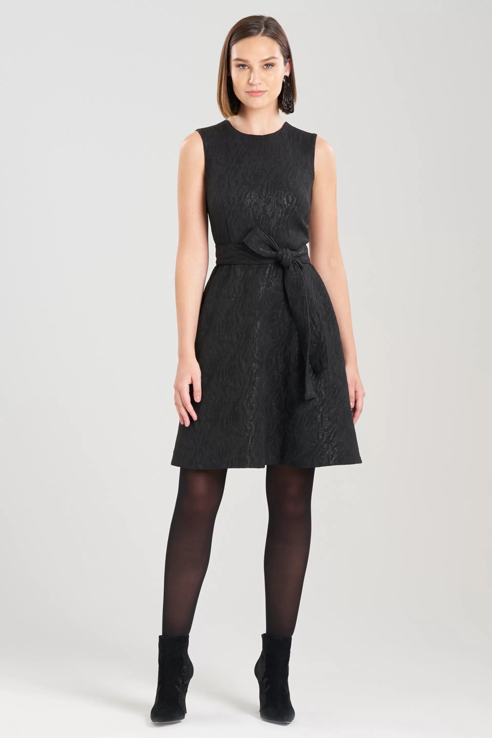 Natori Dresses<Metallic Jacquard Fit & Flare Dress Black