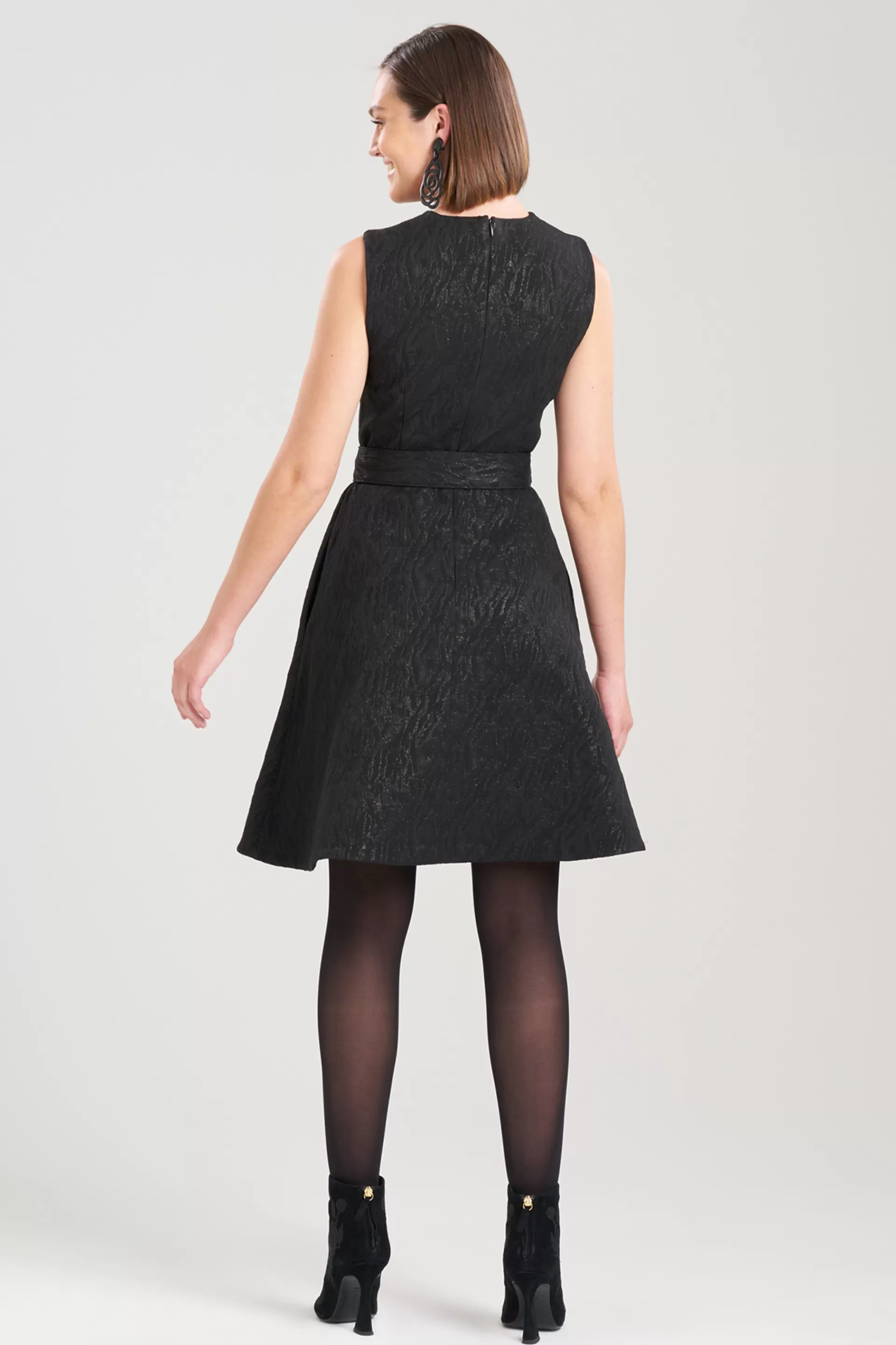 Natori Dresses<Metallic Jacquard Fit & Flare Dress Black