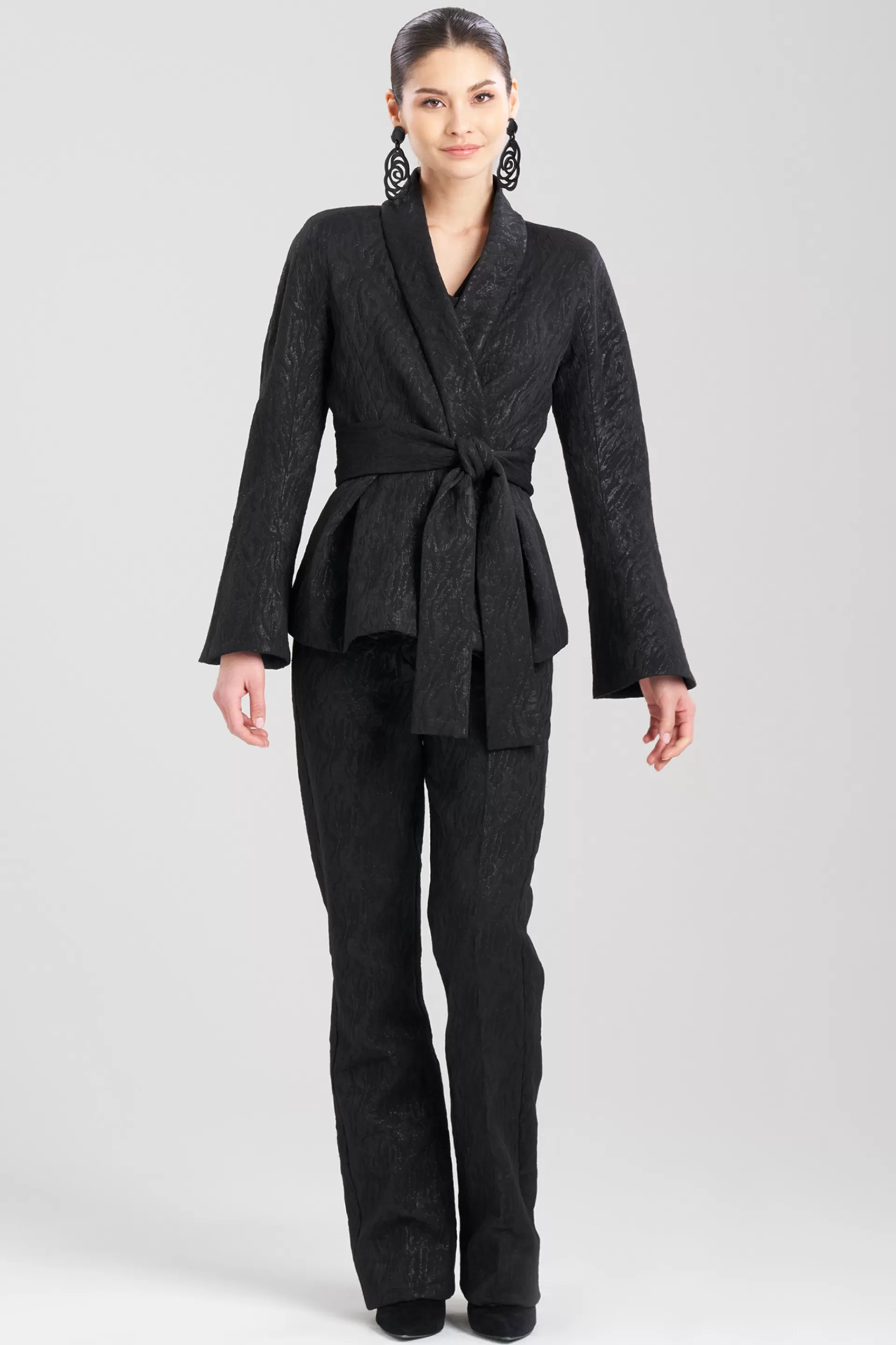 Natori Jackets & Outerwear<Metallic Jacquard Peplum Jacket Black