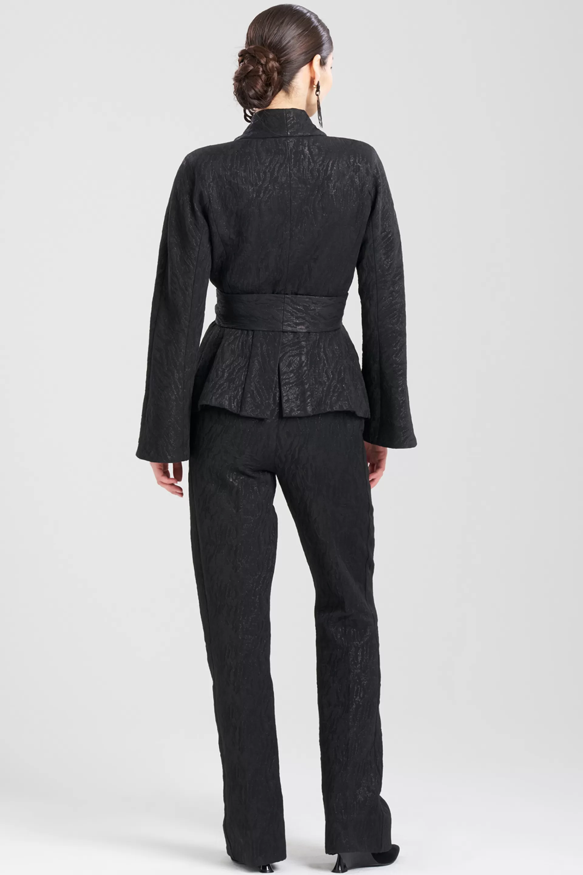 Natori Jackets & Outerwear<Metallic Jacquard Peplum Jacket Black