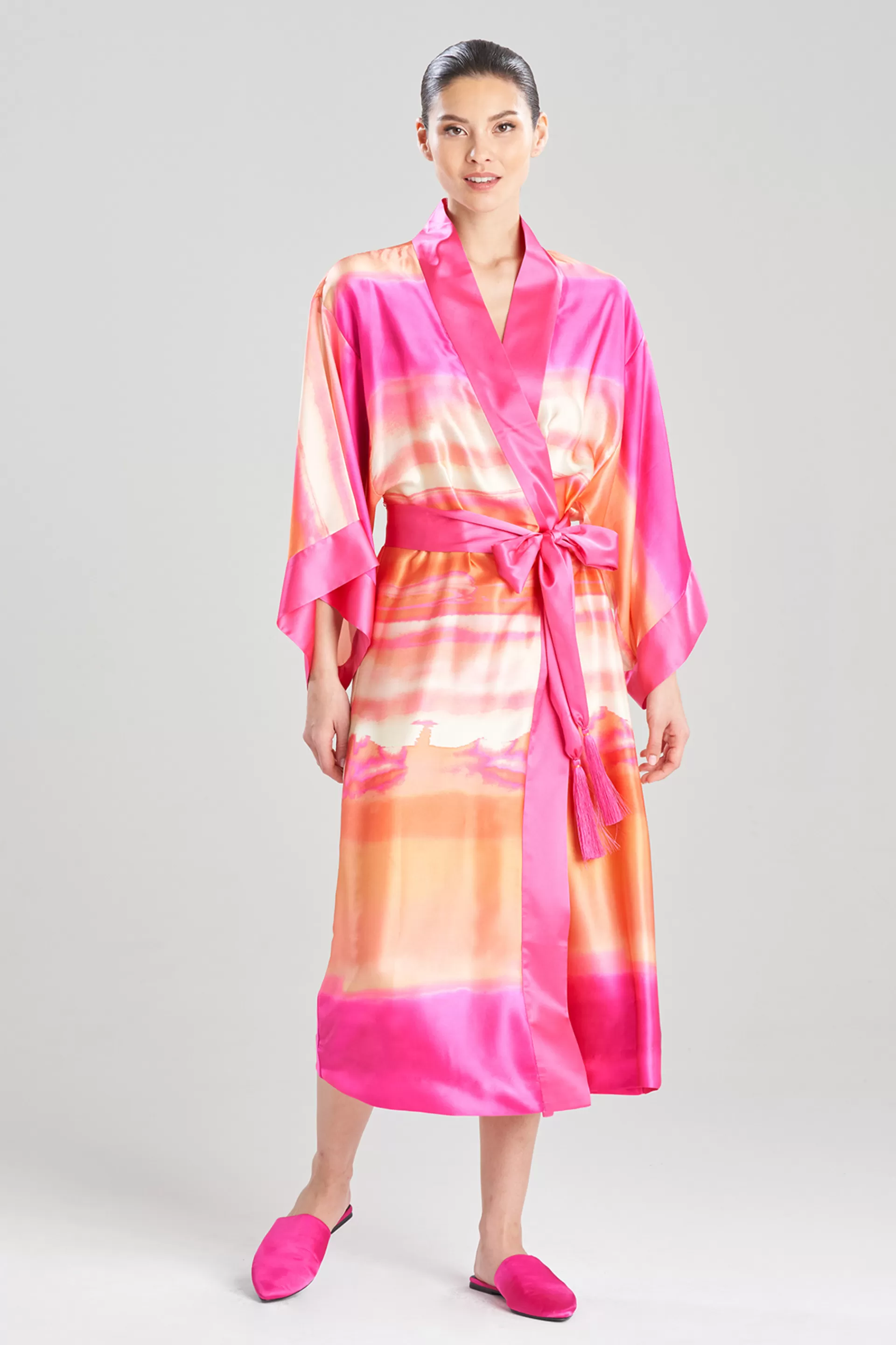 Natori Robes & Kimonos<Minako Long Silk Robe Pink Sapphire