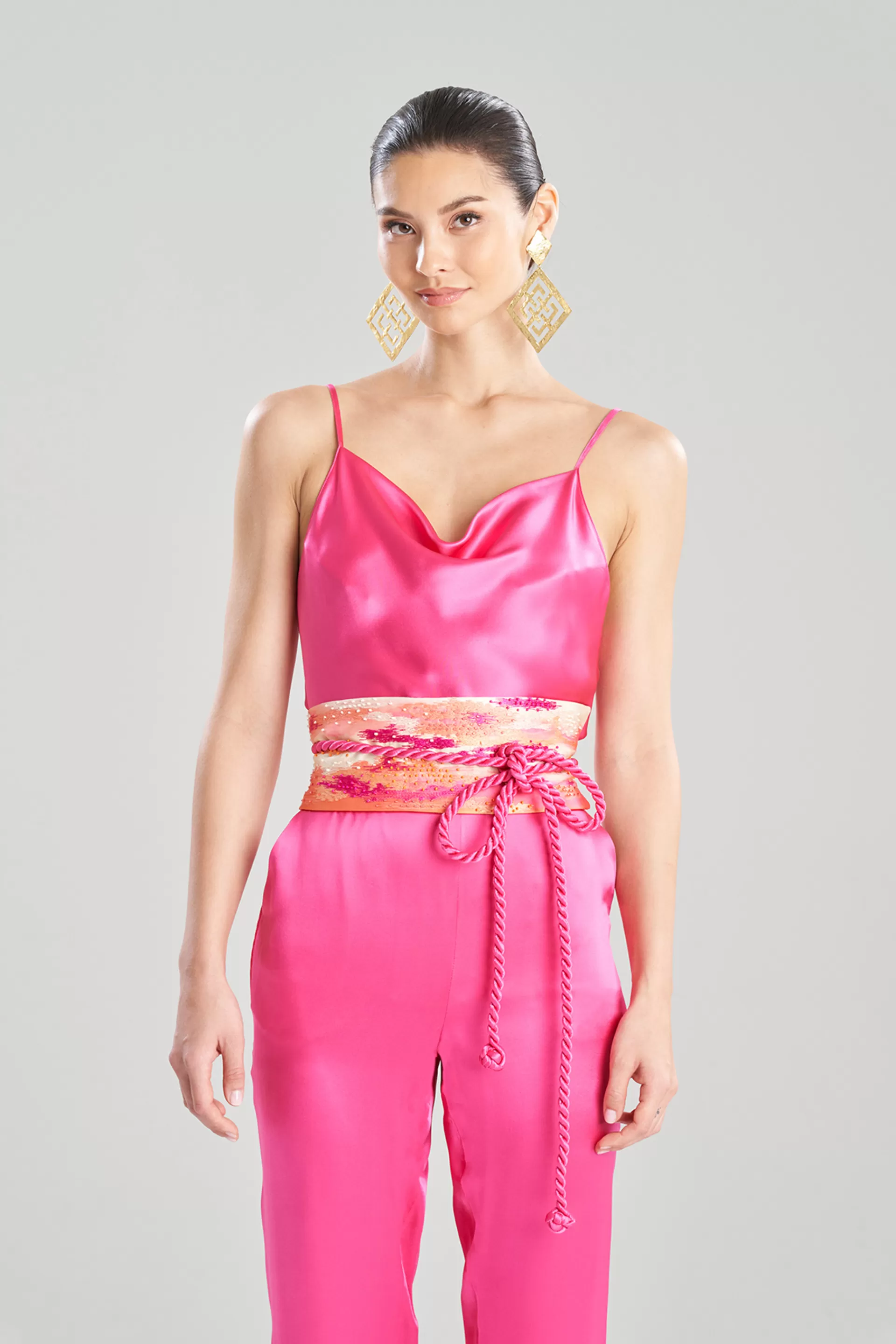 Natori Belts<Minako Obi Embroidery Silk Belt Pink Sapphire