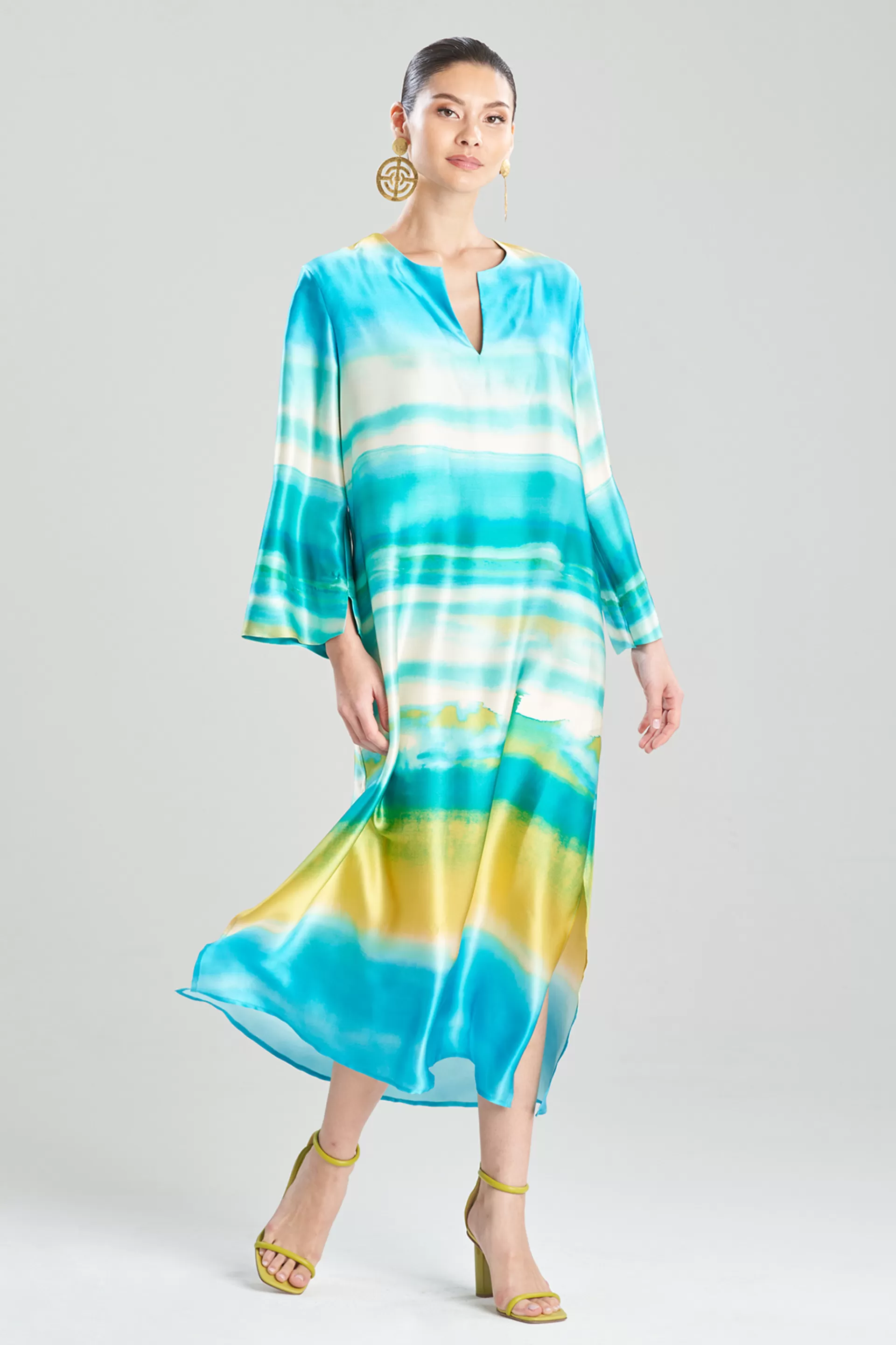 Natori Caftan Dresses<Minako Silk Caftan Jade