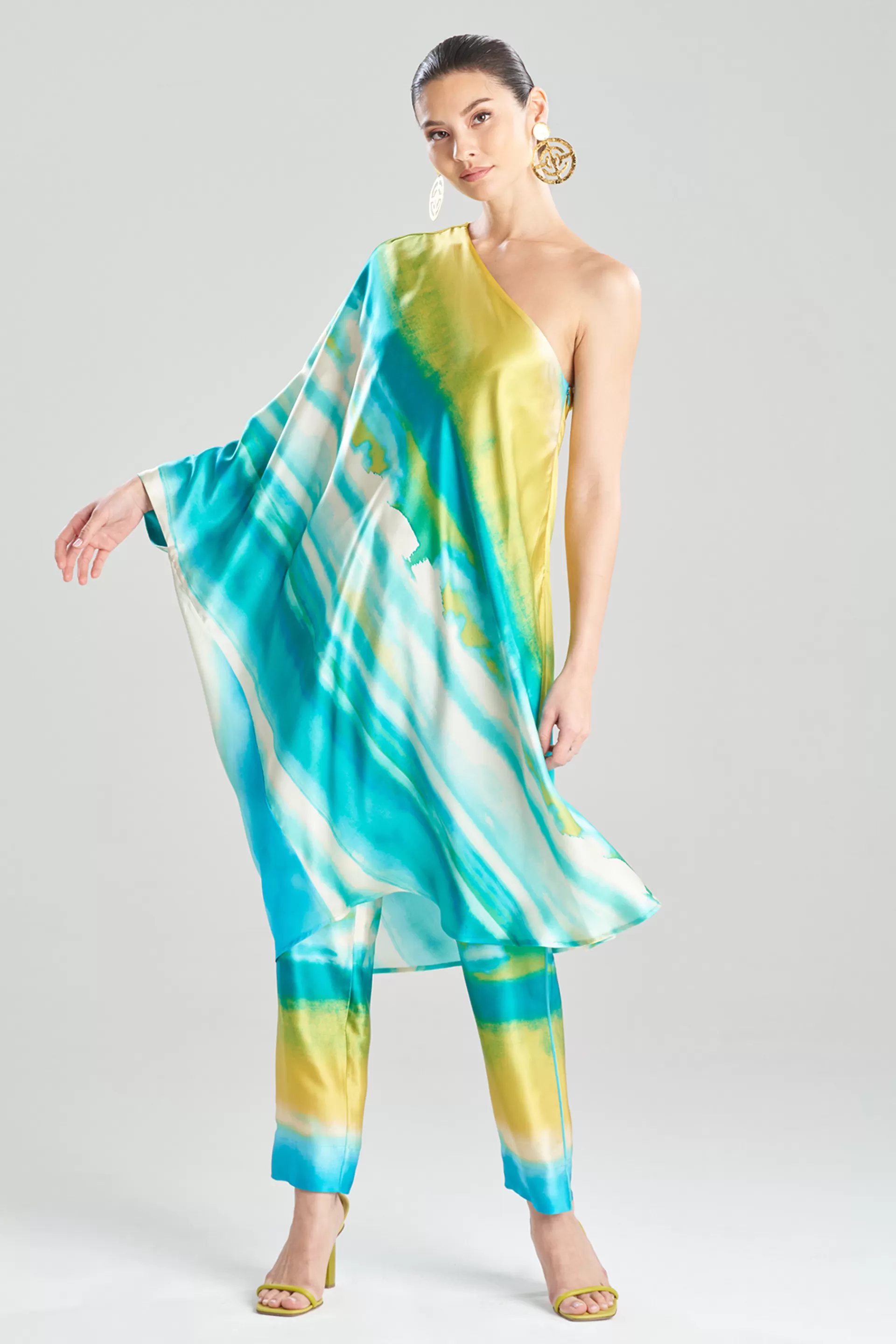 Natori Tops, Shirts & Tunics<Minako Silk One Shoulder Tunic Jade