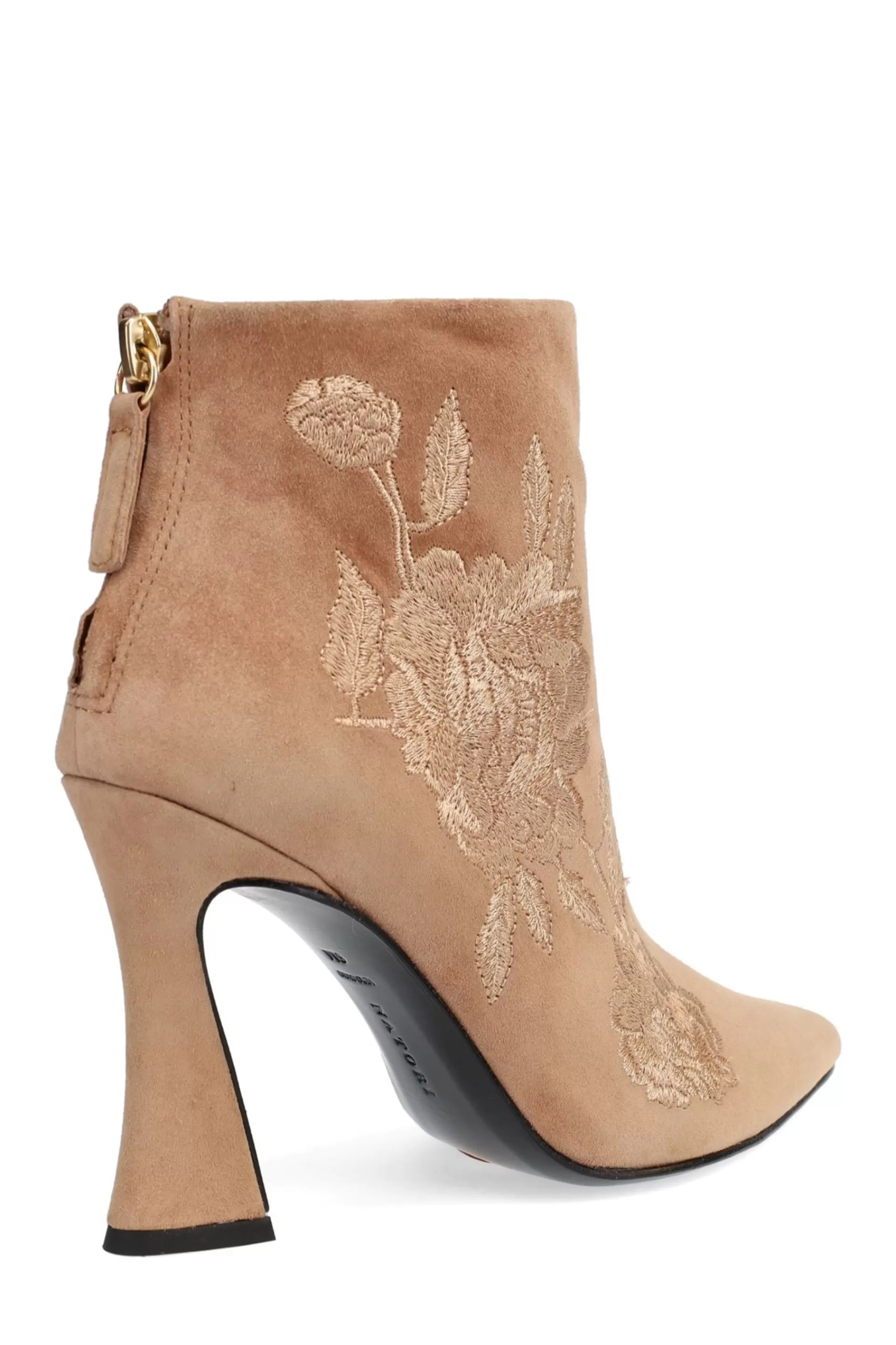 Natori Boots<Mitsu Shugo Embroidery Square Heel Ankle Boot