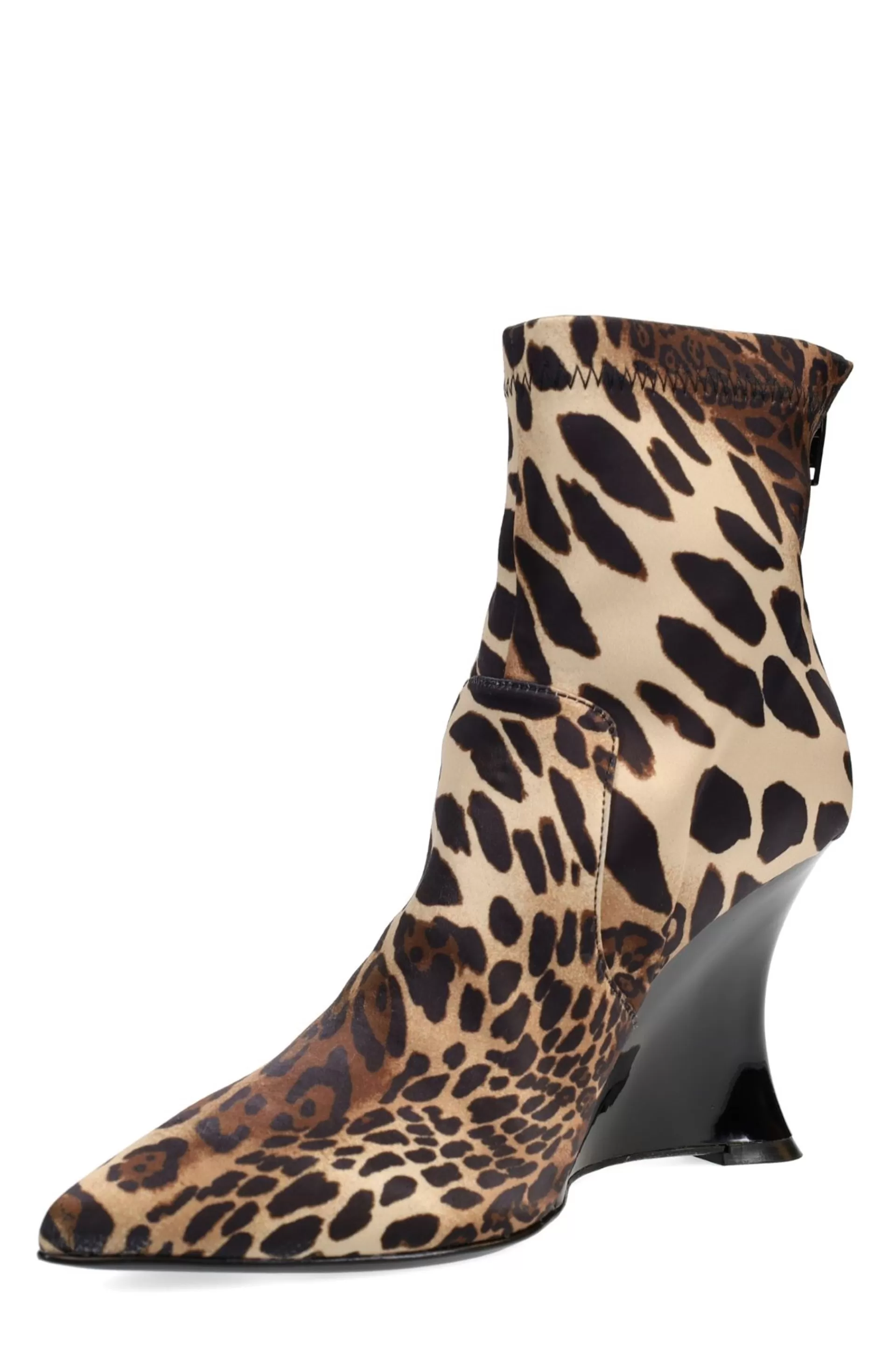 Natori Boots<Neko Luxe Leopard Satin Wedge Ankle Boot Chestnut