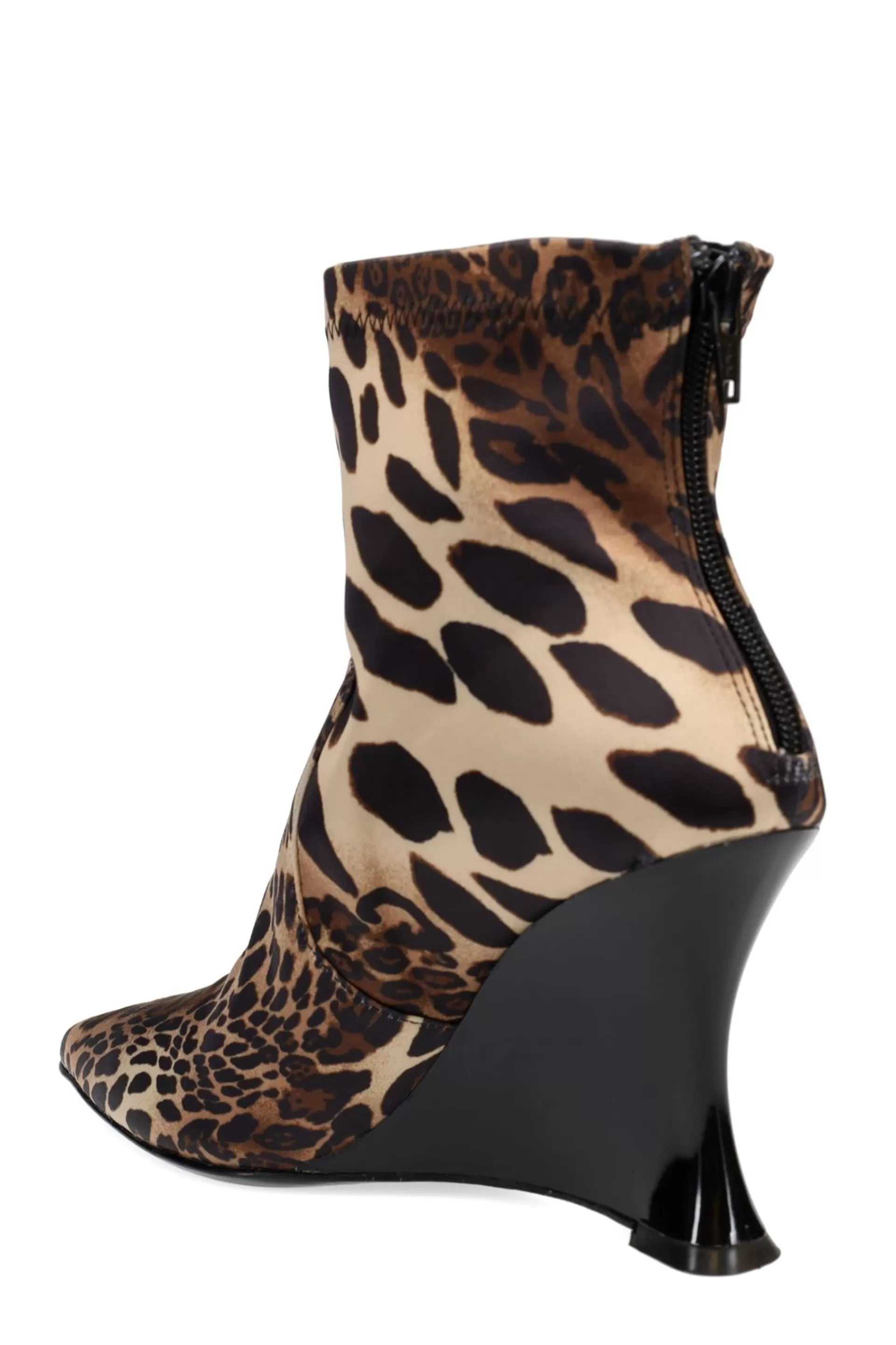 Natori Boots<Neko Luxe Leopard Satin Wedge Ankle Boot Chestnut