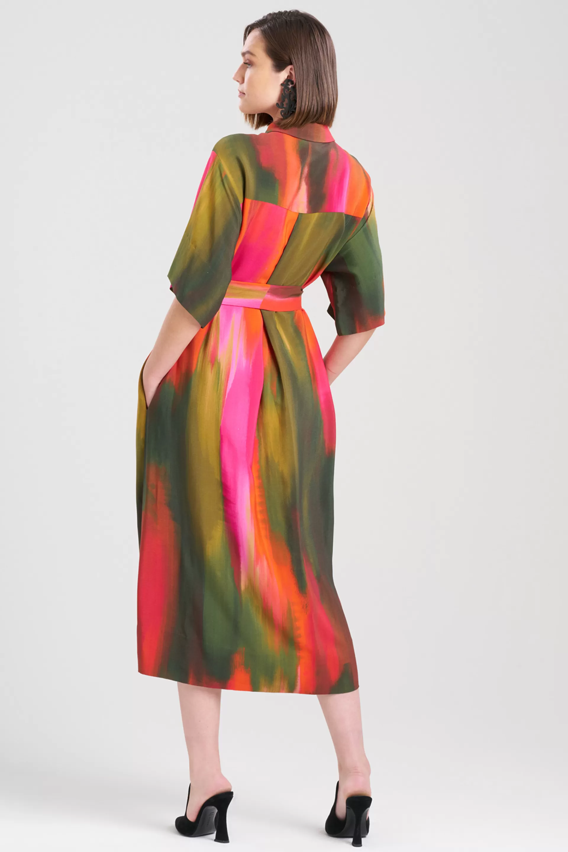 Natori Dresses<Ombre A-line Belted Shirtdress Paprika