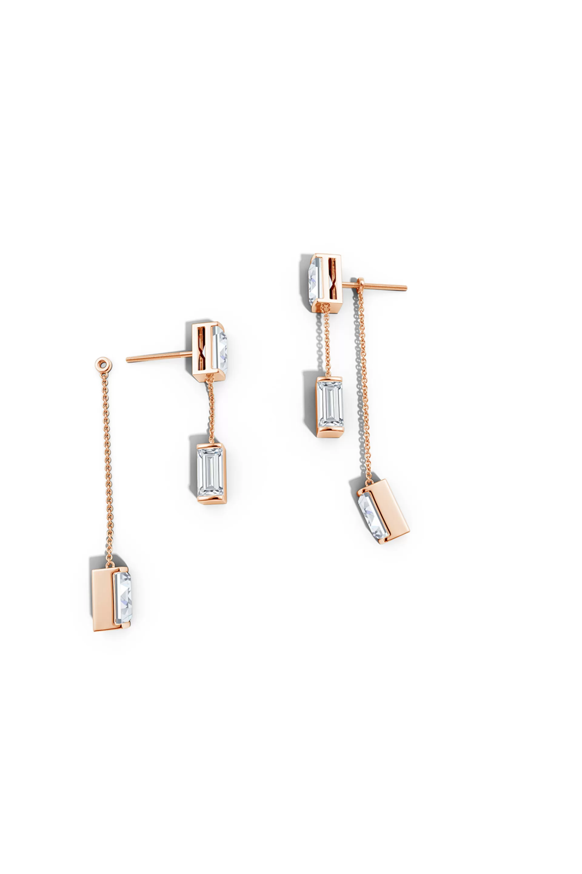 Natori Earrings | Orient Express<Orient Express Lab-Grown 14K Gold Baguette & Diamond Front-Back Chain Earrings