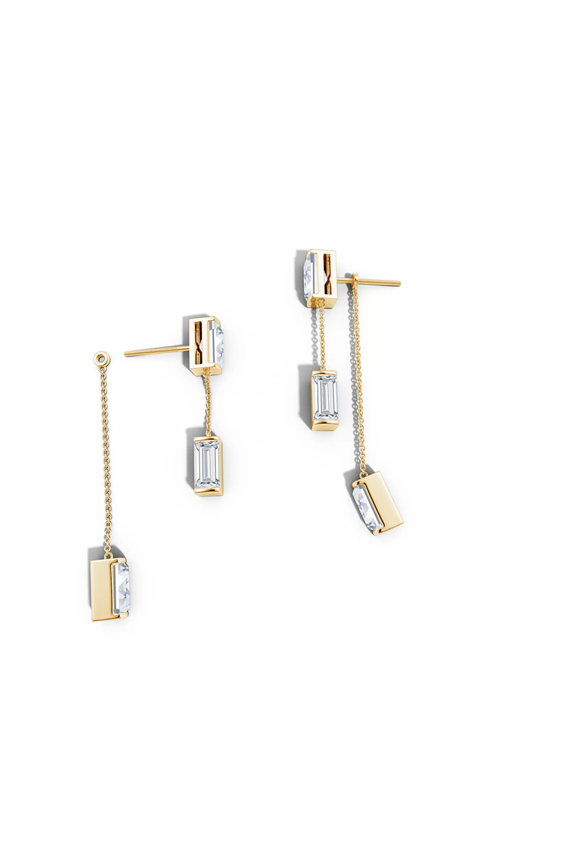 Natori Earrings | Orient Express<Orient Express Lab-Grown 14K Gold Baguette & Diamond Front-Back Chain Earrings
