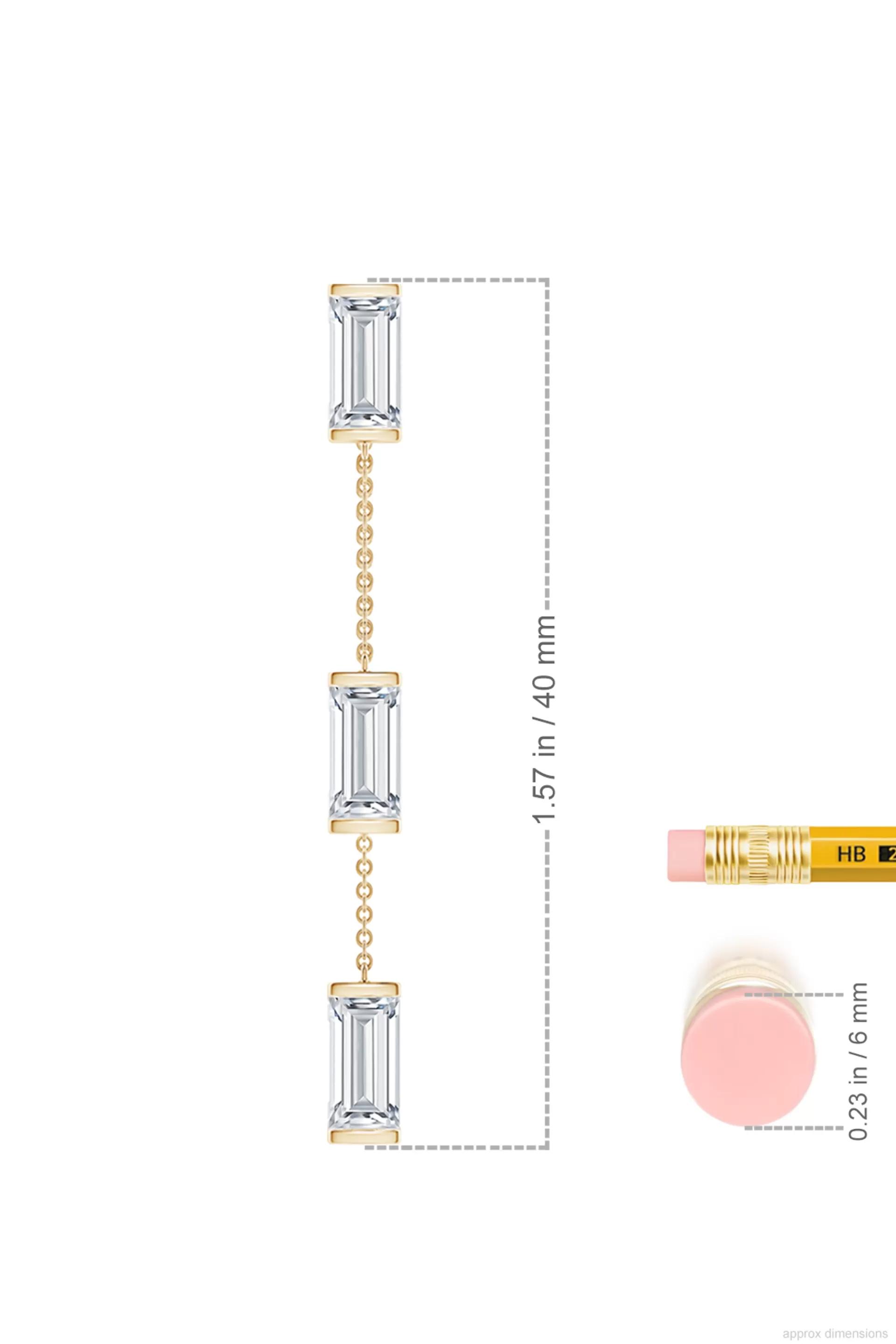 Natori Earrings | Orient Express<Orient Express Lab-Grown 14K Gold Baguette & Diamond Front-Back Chain Earrings