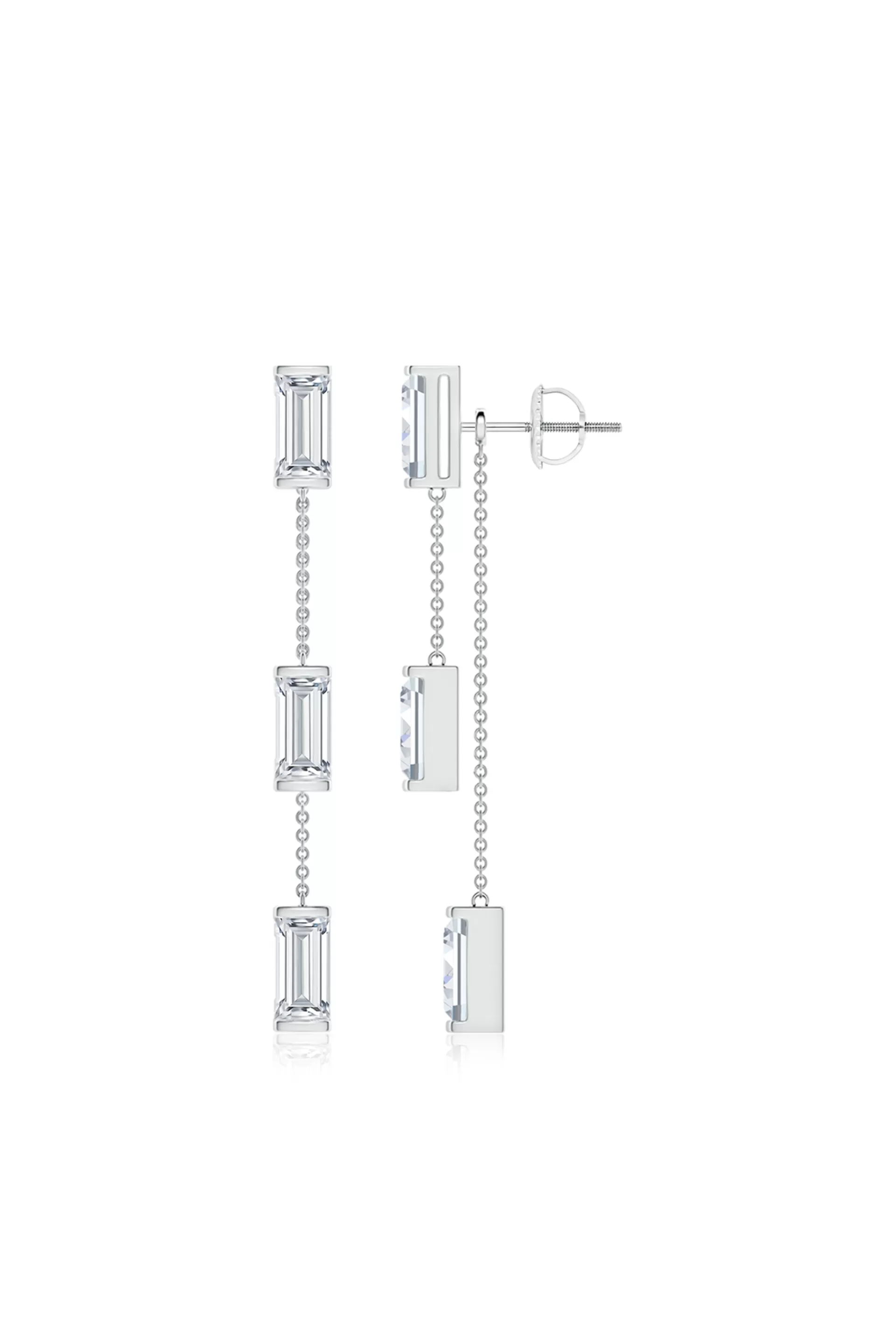 Natori Earrings | Orient Express<Orient Express Lab-Grown 14K Gold Baguette & Diamond Front-Back Chain Earrings