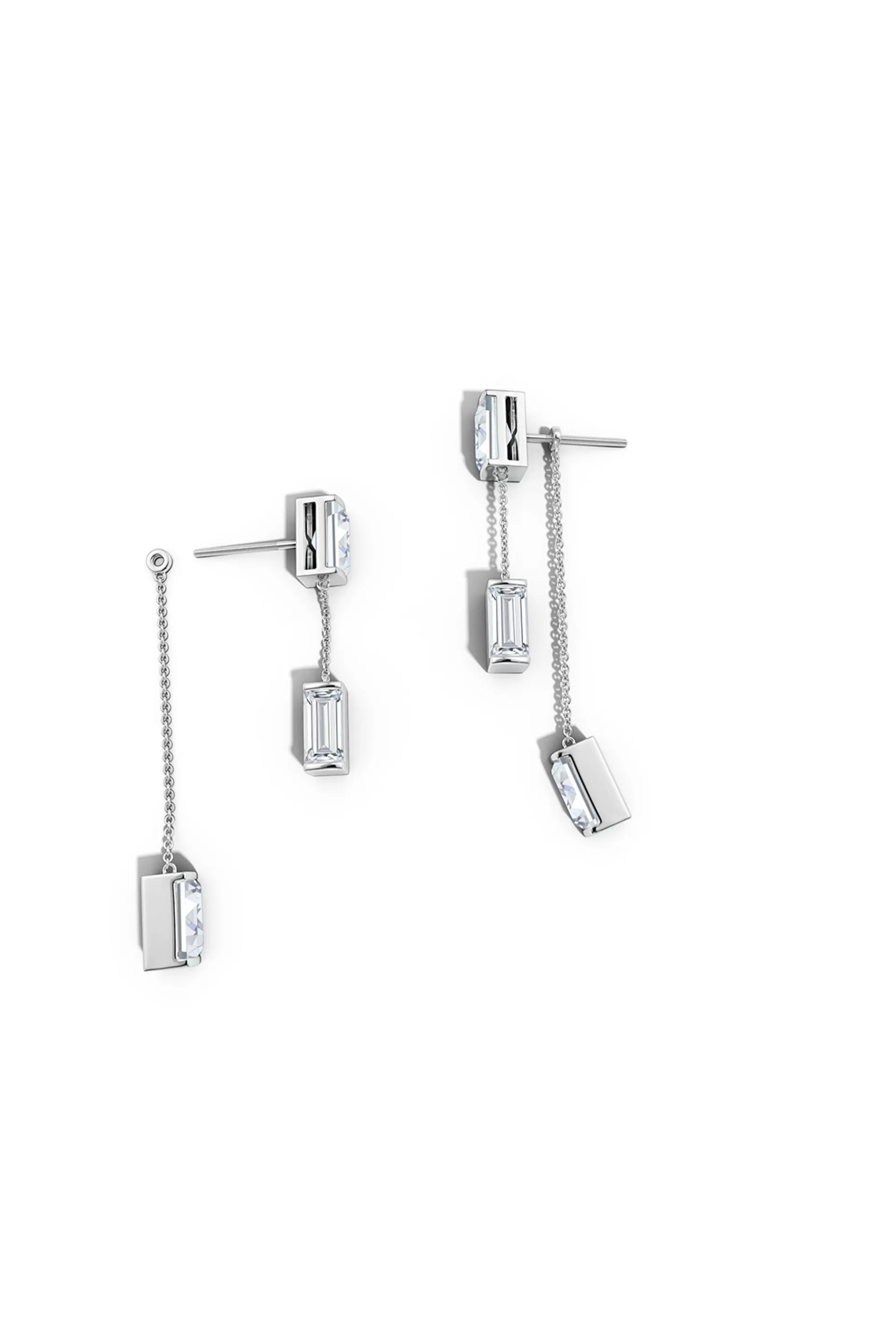 Natori Earrings | Orient Express<Orient Express Lab-Grown 14K Gold Baguette & Diamond Front-Back Chain Earrings