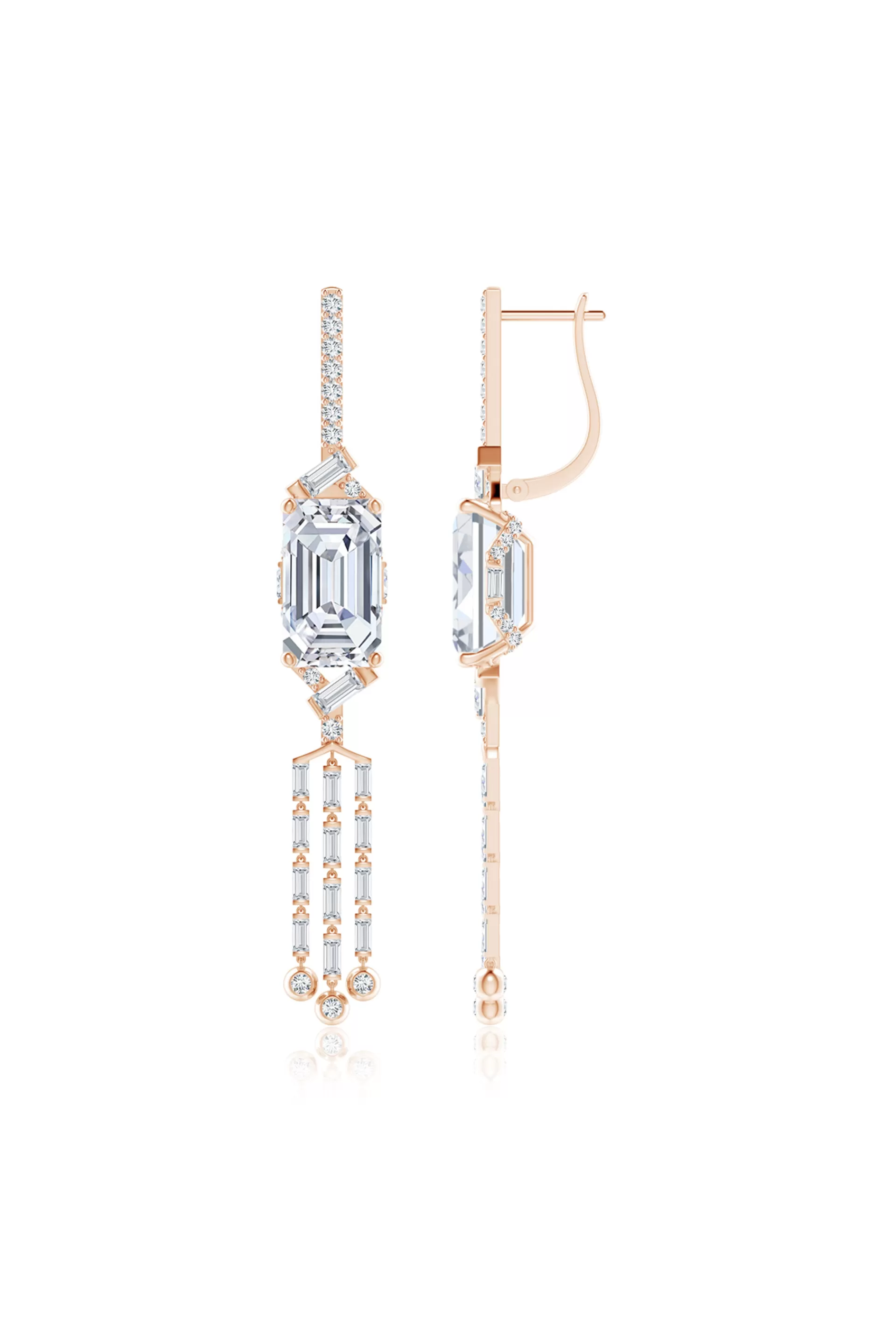 Natori Earrings | Orient Express<Orient Express Lab-Grown 14K Gold Emerald Cut & Baguette Diamond Tassel Drop Earrings