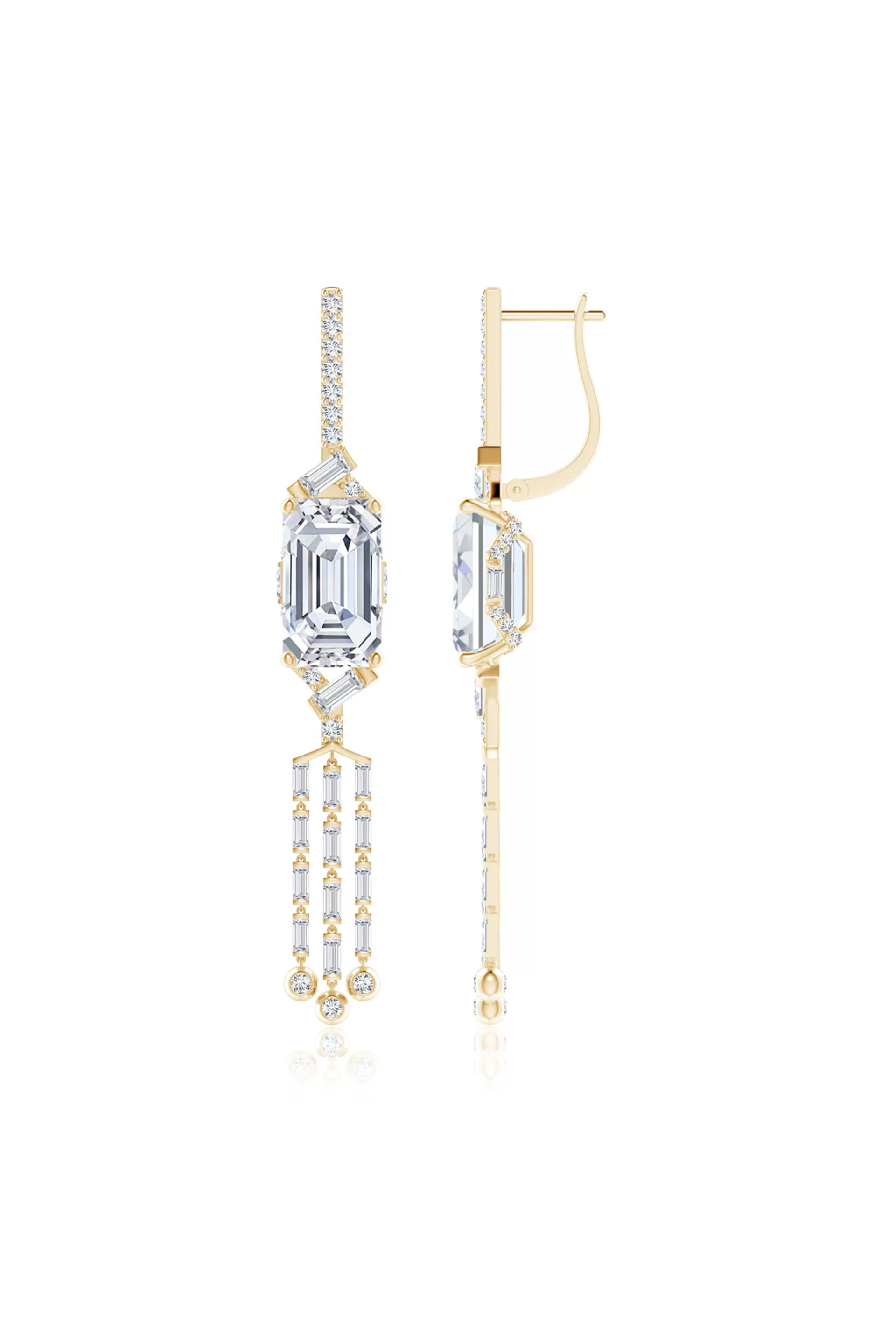 Natori Earrings | Orient Express<Orient Express Lab-Grown 14K Gold Emerald Cut & Baguette Diamond Tassel Drop Earrings