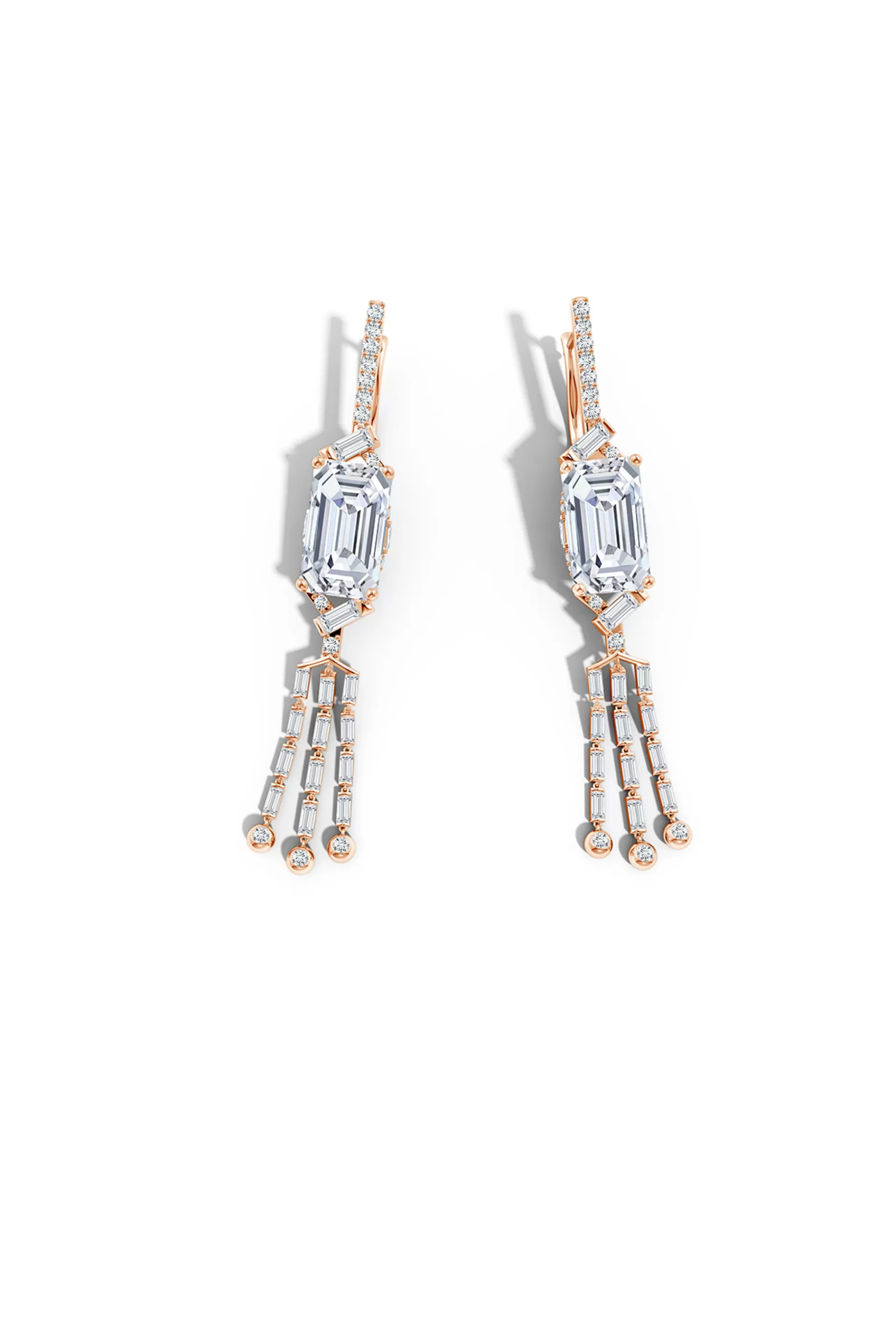 Natori Earrings | Orient Express<Orient Express Lab-Grown 14K Gold Emerald Cut & Baguette Diamond Tassel Drop Earrings