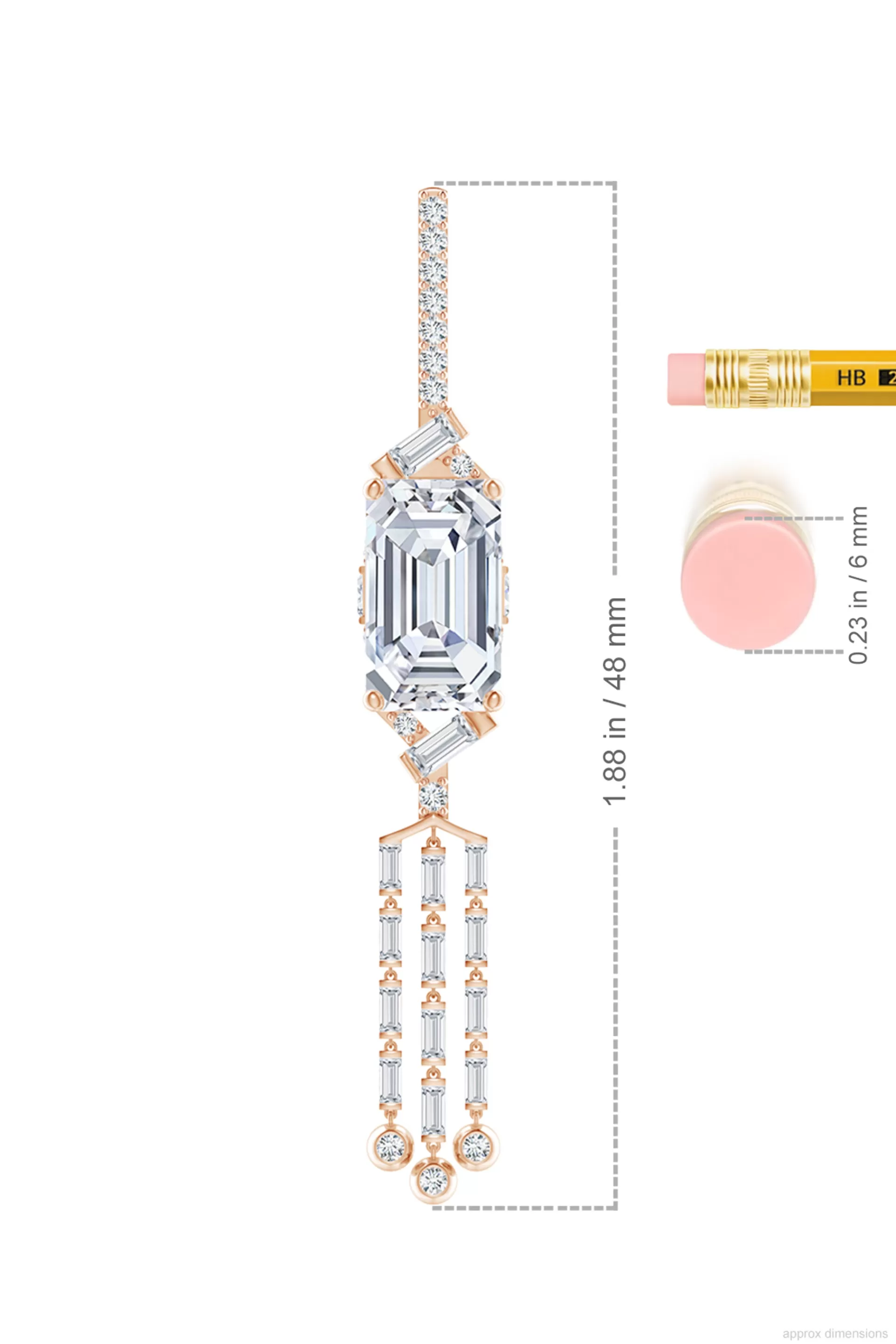Natori Earrings | Orient Express<Orient Express Lab-Grown 14K Gold Emerald Cut & Baguette Diamond Tassel Drop Earrings