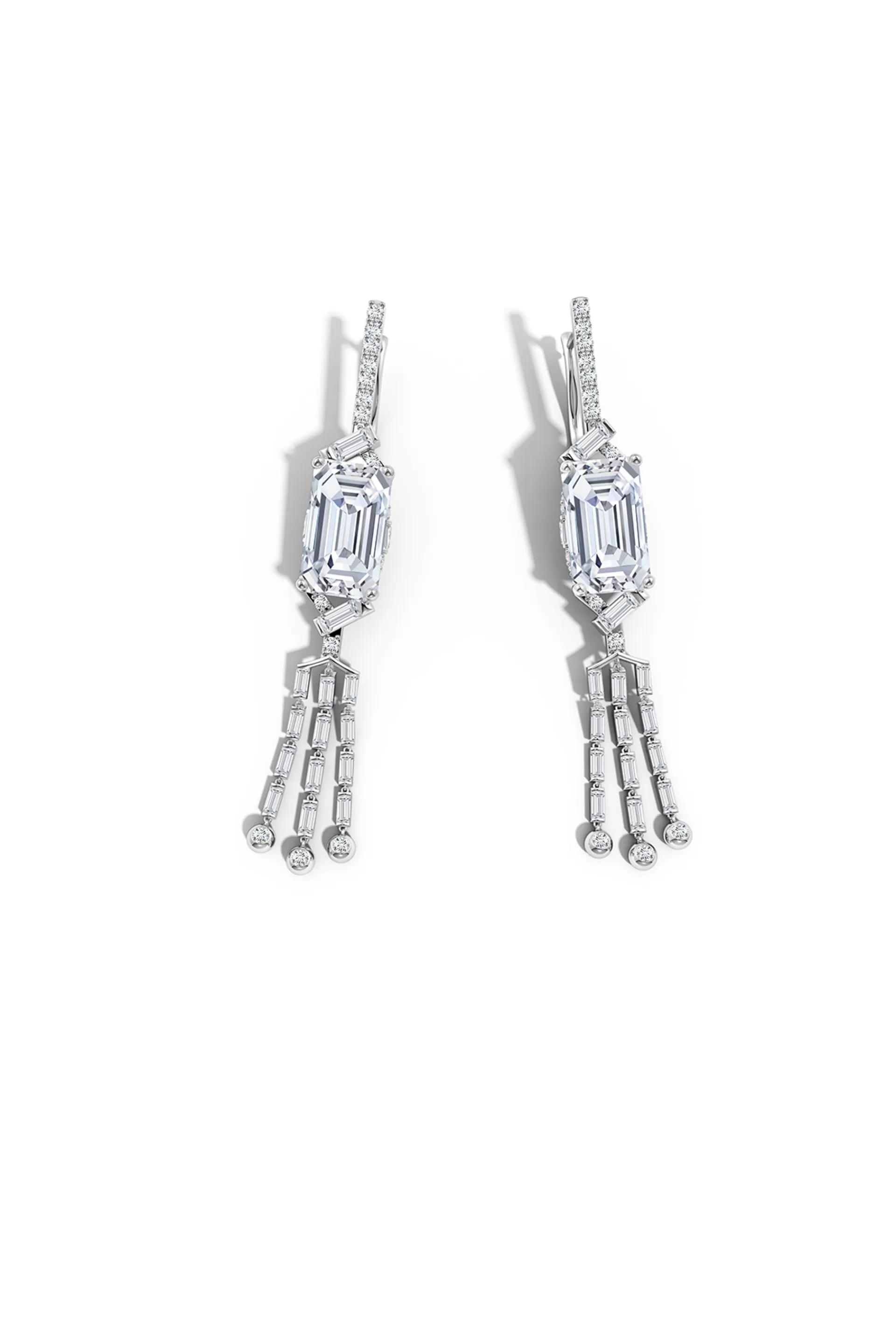 Natori Earrings | Orient Express<Orient Express Lab-Grown 14K Gold Emerald Cut & Baguette Diamond Tassel Drop Earrings