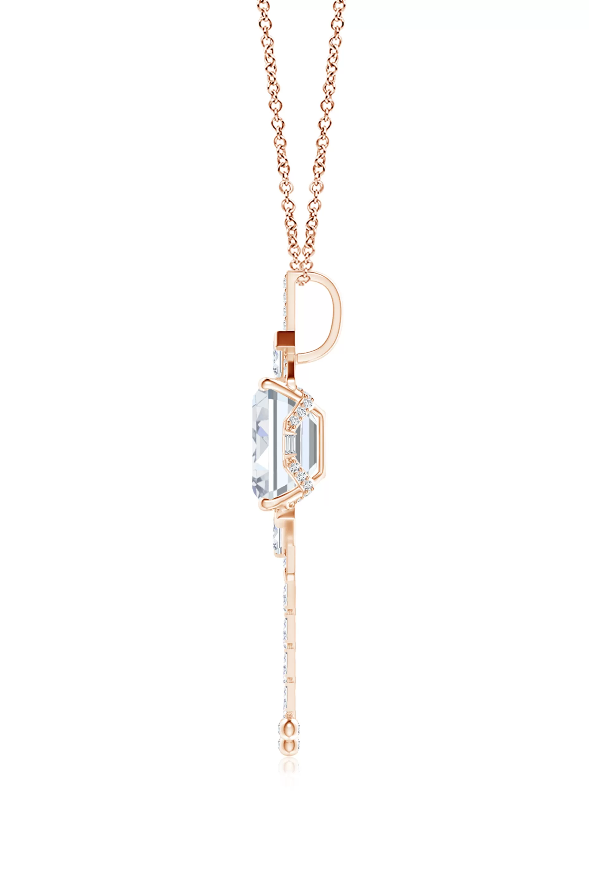 Natori Necklaces | Orient Express<Orient Express Lab-Grown 14K Gold Emerald Cut & Baguette Diamond Tassel Drop Pendant Necklace