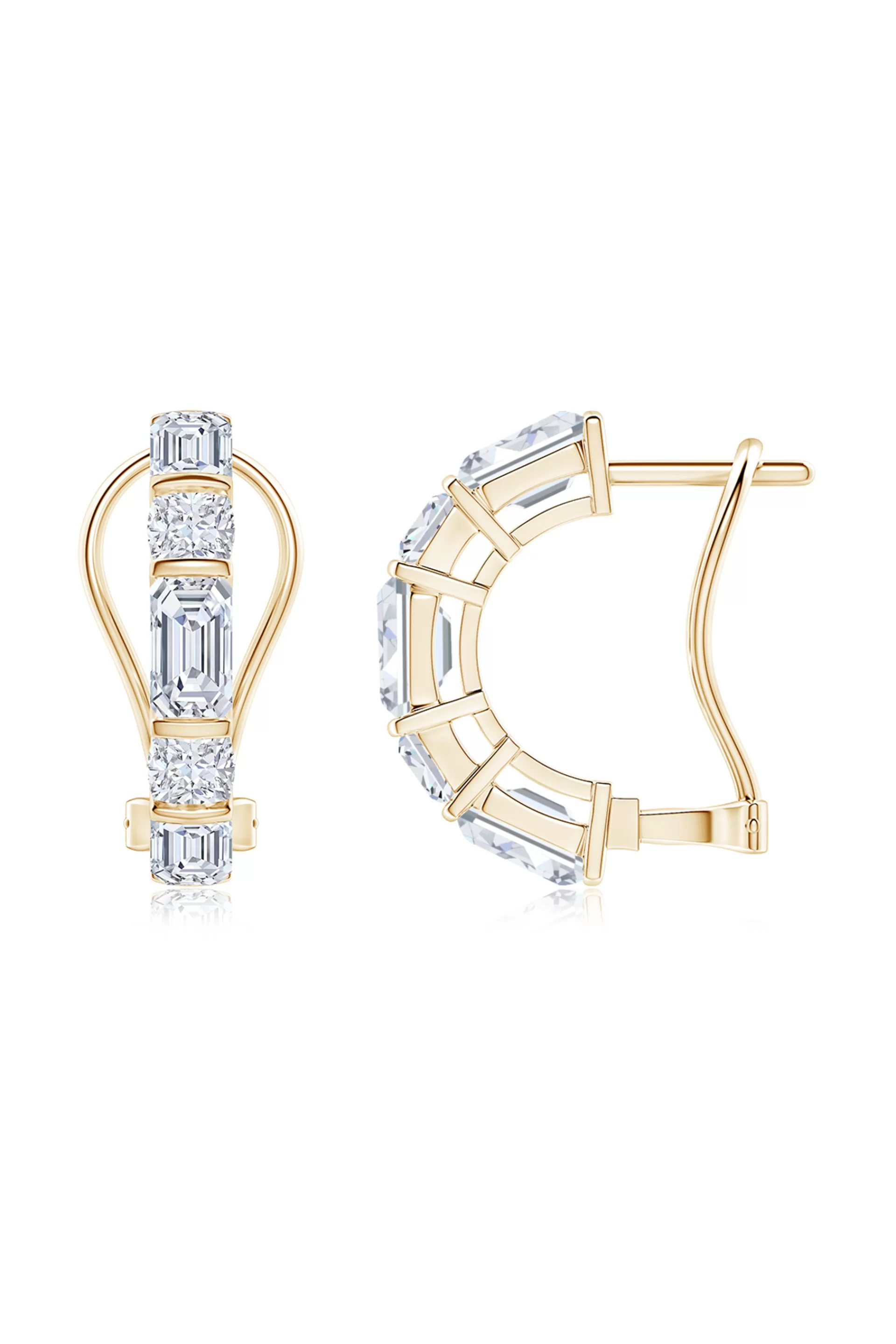 Natori Earrings | Orient Express<Orient Express Lab-Grown 14K Gold Emerald Cut & Cushion Diamond Half Hoop Earrings