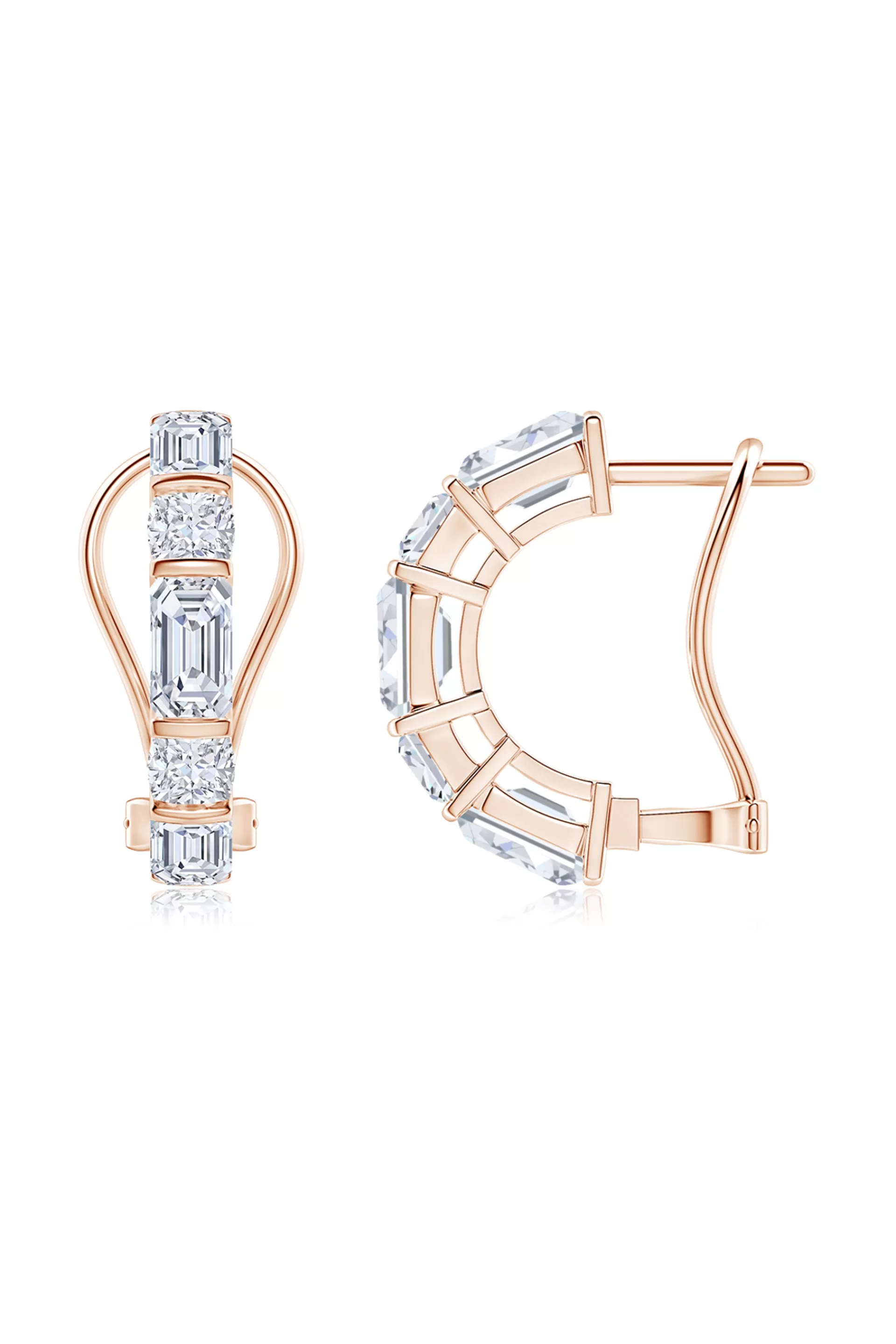Natori Earrings | Orient Express<Orient Express Lab-Grown 14K Gold Emerald Cut & Cushion Diamond Half Hoop Earrings