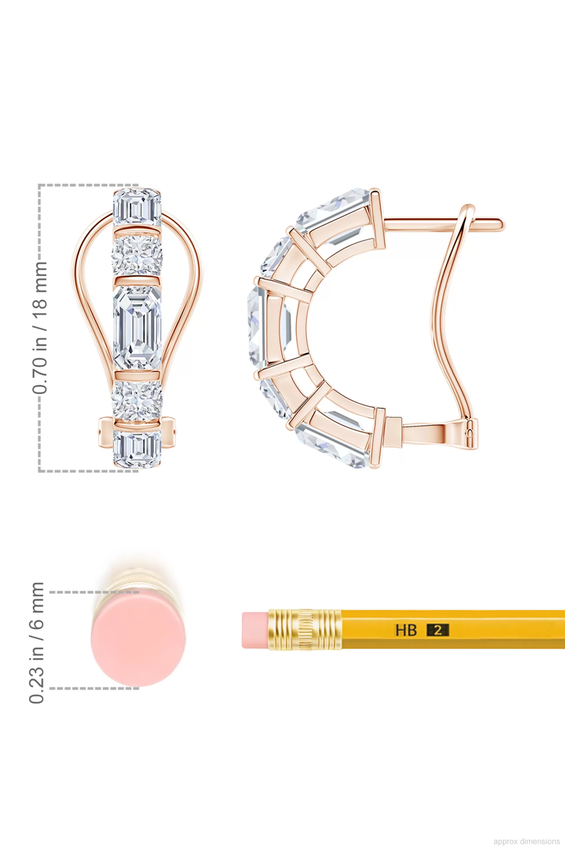 Natori Earrings | Orient Express<Orient Express Lab-Grown 14K Gold Emerald Cut & Cushion Diamond Half Hoop Earrings