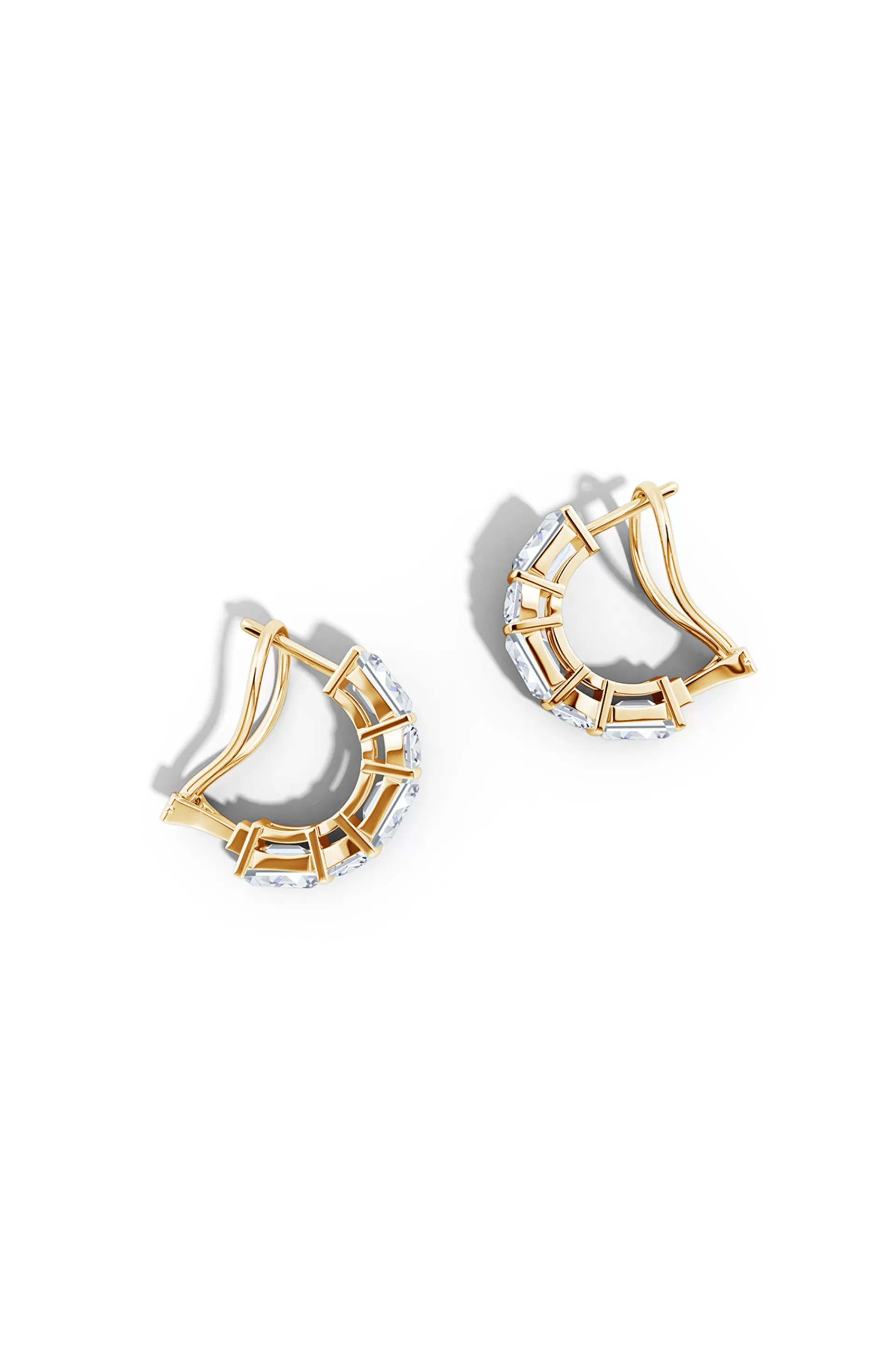 Natori Earrings | Orient Express<Orient Express Lab-Grown 14K Gold Emerald Cut & Cushion Diamond Half Hoop Earrings
