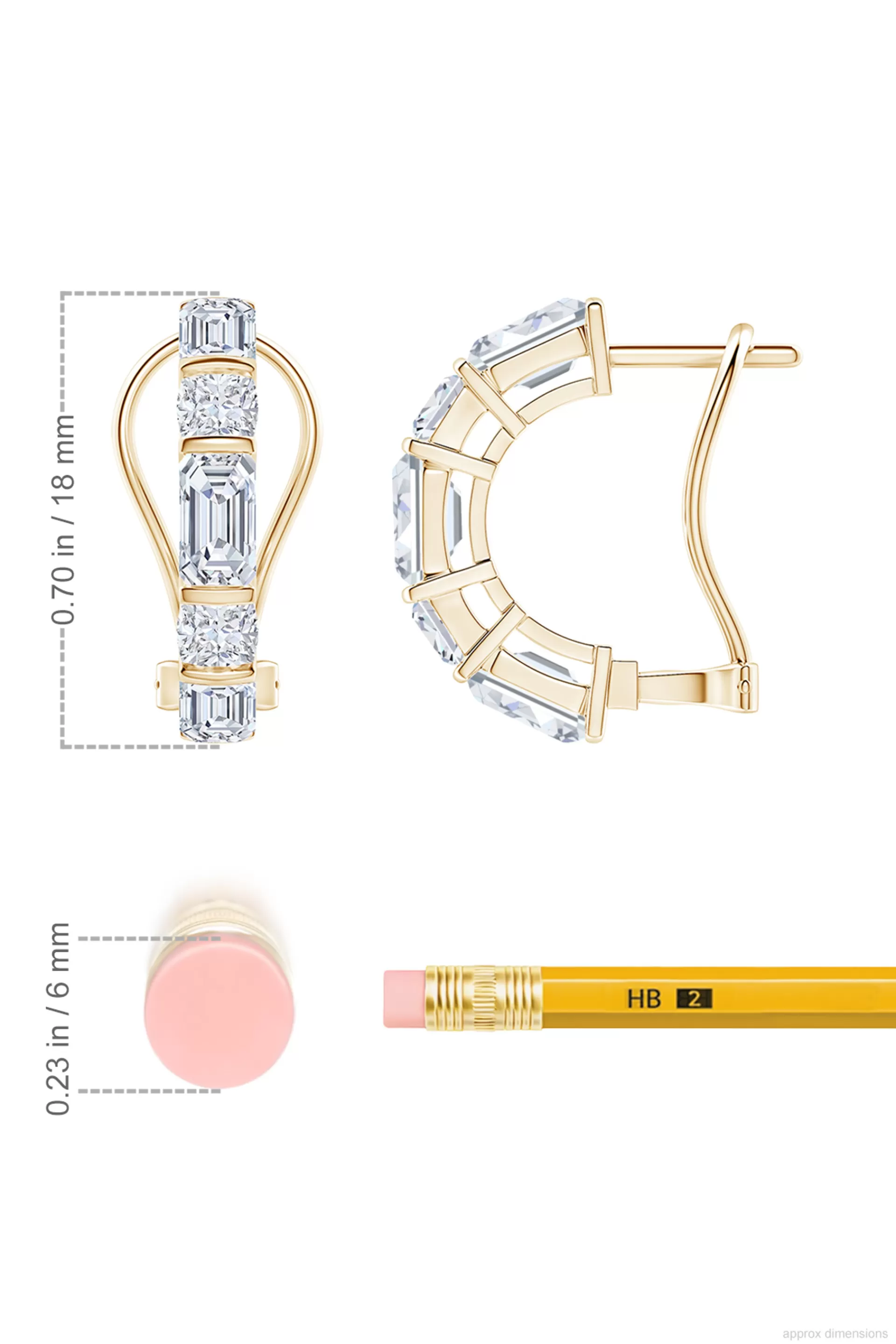 Natori Earrings | Orient Express<Orient Express Lab-Grown 14K Gold Emerald Cut & Cushion Diamond Half Hoop Earrings