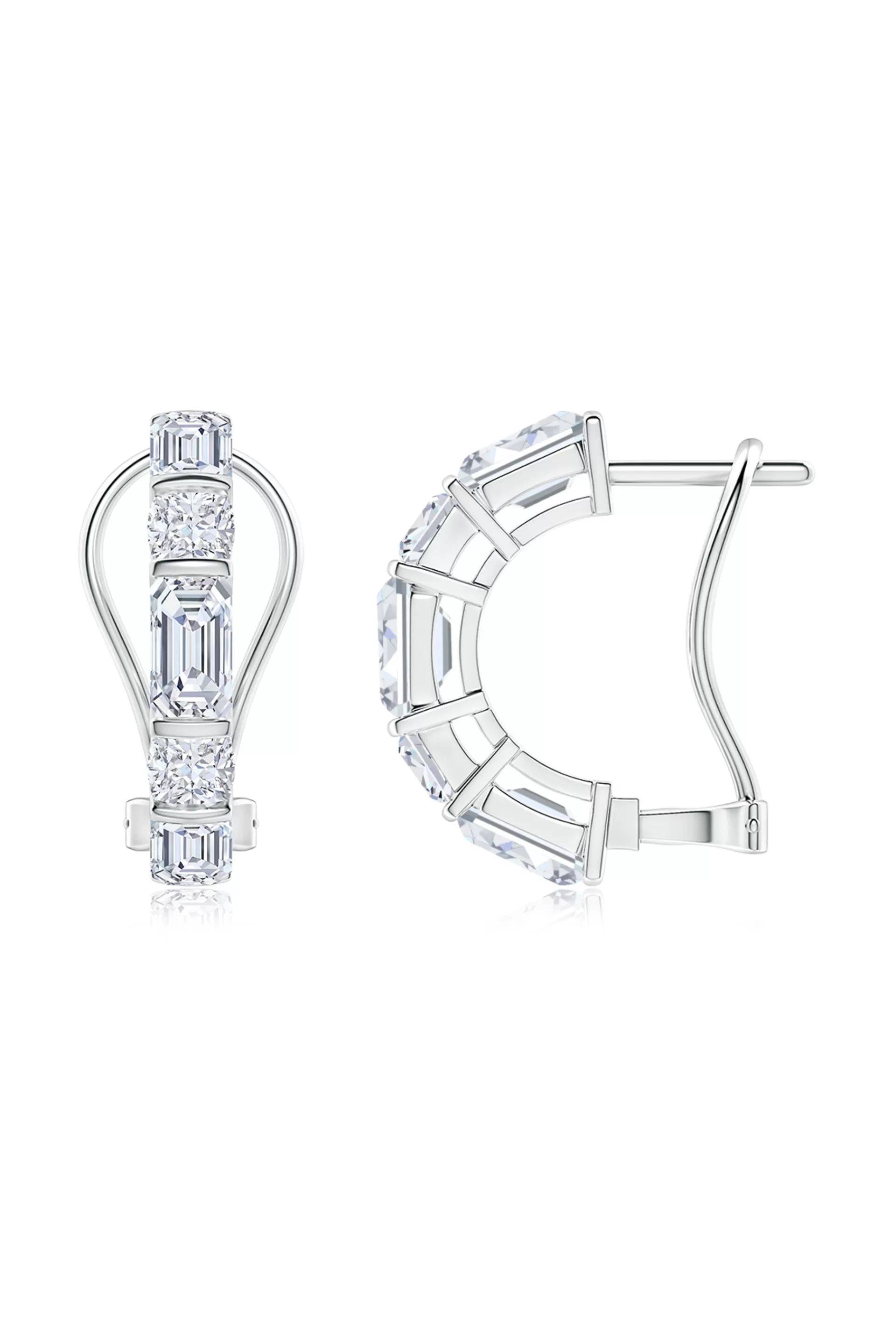 Natori Earrings | Orient Express<Orient Express Lab-Grown 14K Gold Emerald Cut & Cushion Diamond Half Hoop Earrings