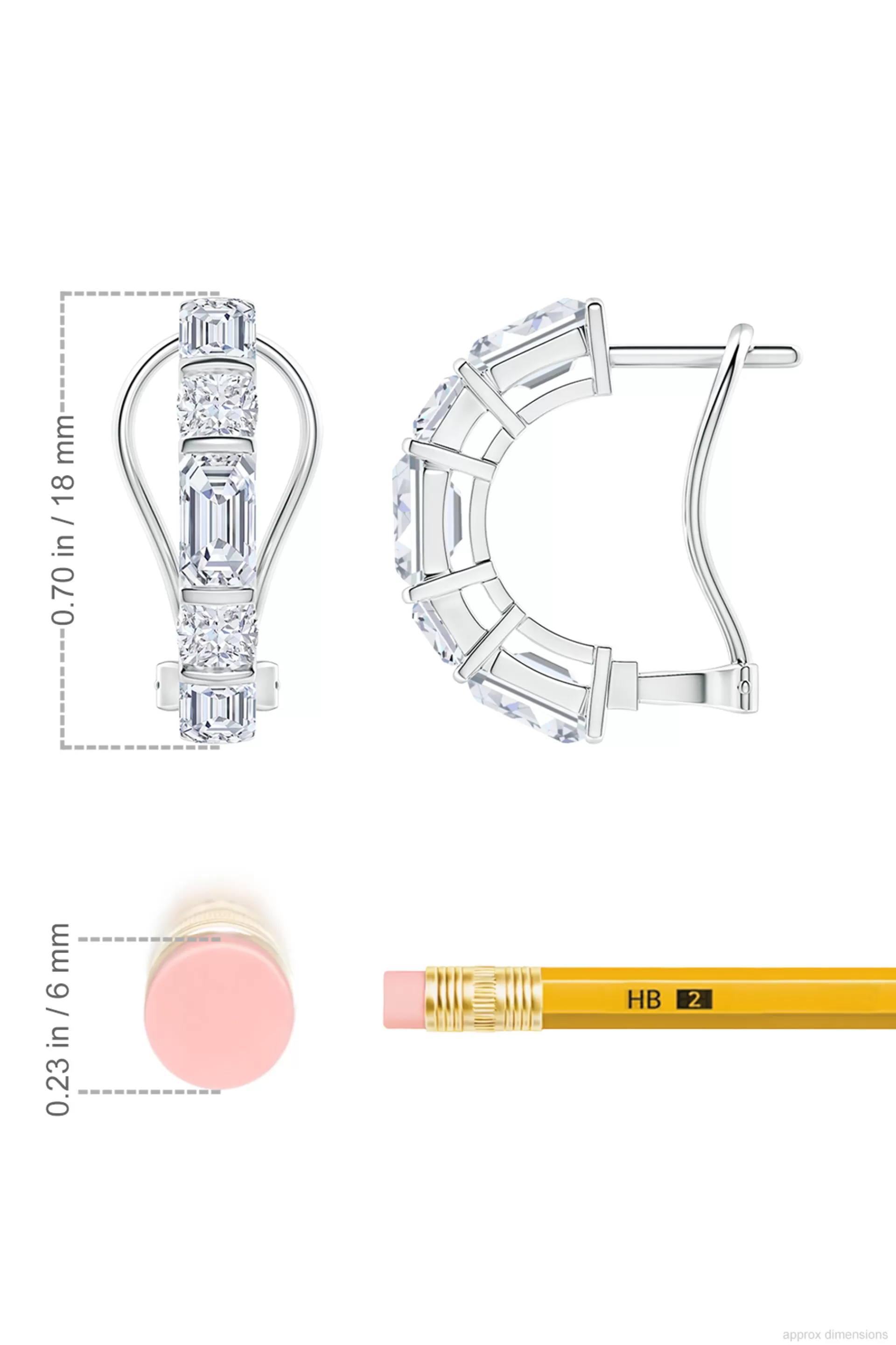 Natori Earrings | Orient Express<Orient Express Lab-Grown 14K Gold Emerald Cut & Cushion Diamond Half Hoop Earrings