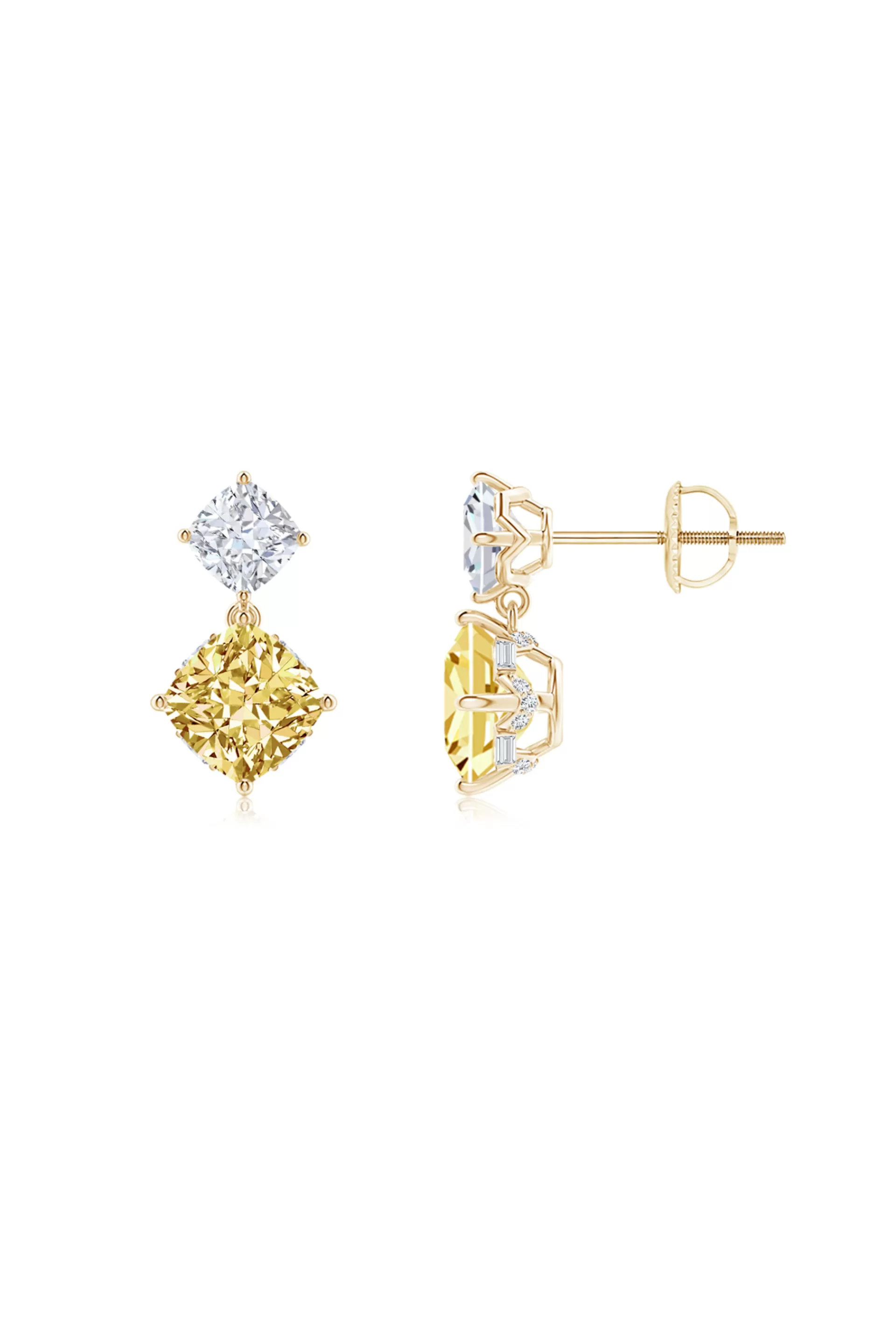 Natori Earrings | Orient Express<Orient Express Lab-Grown 14K Gold With Yellow & White Diamond Two Stone Earrings