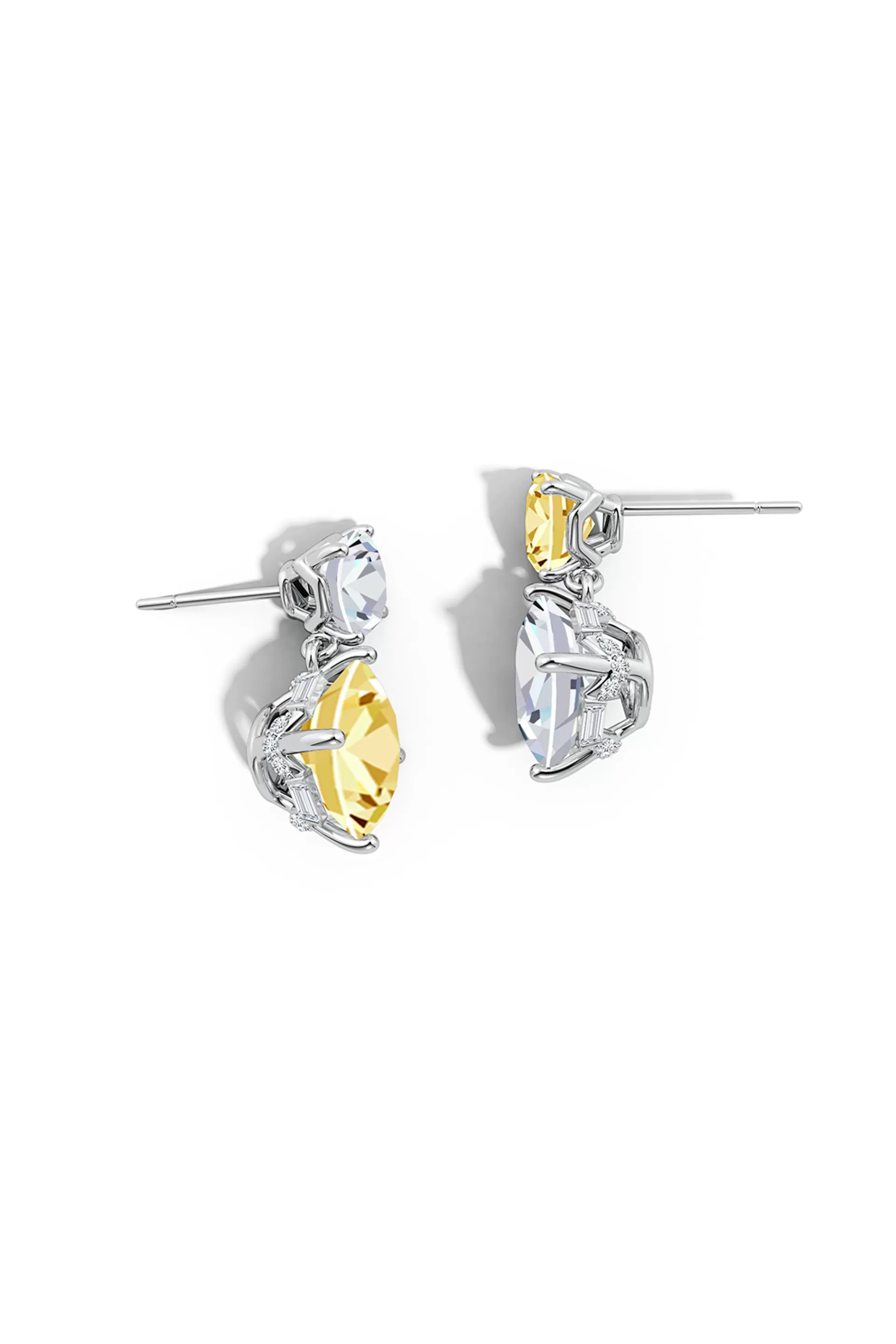 Natori Earrings | Orient Express<Orient Express Lab-Grown 14K Gold With Yellow & White Diamond Two Stone Earrings