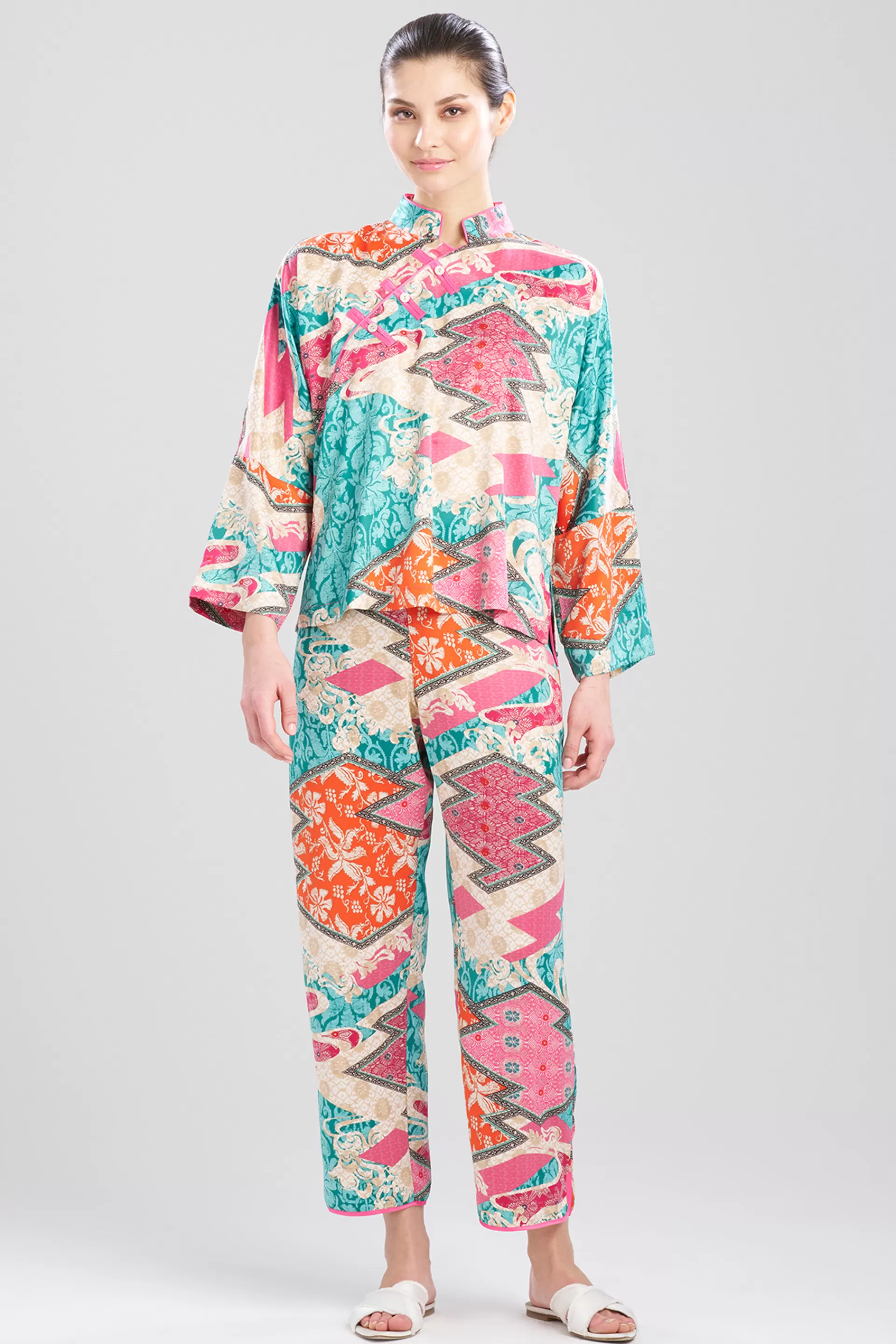 Natori Pajama Sets<Orient Express Mandarin PJ Teal Combo