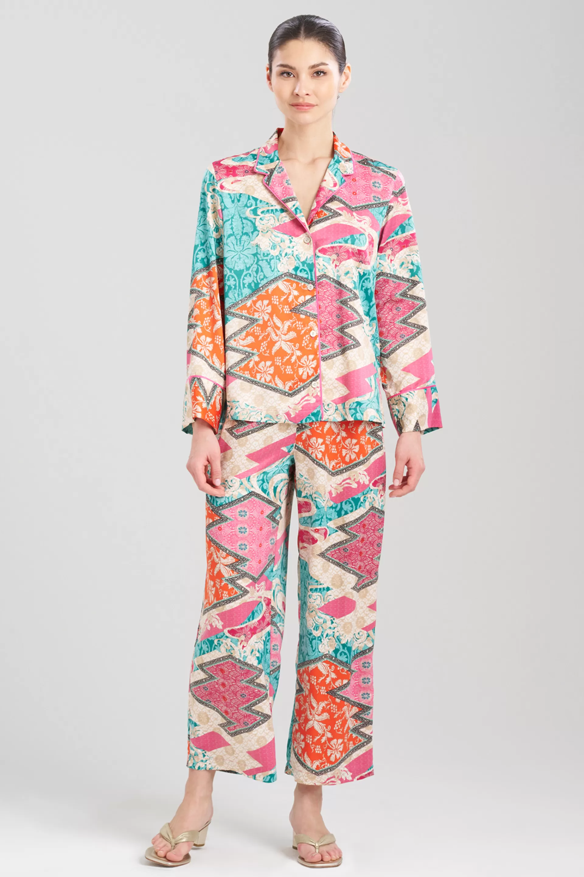 Natori Pajama Sets<Orient Express Notch PJ Teal Combo