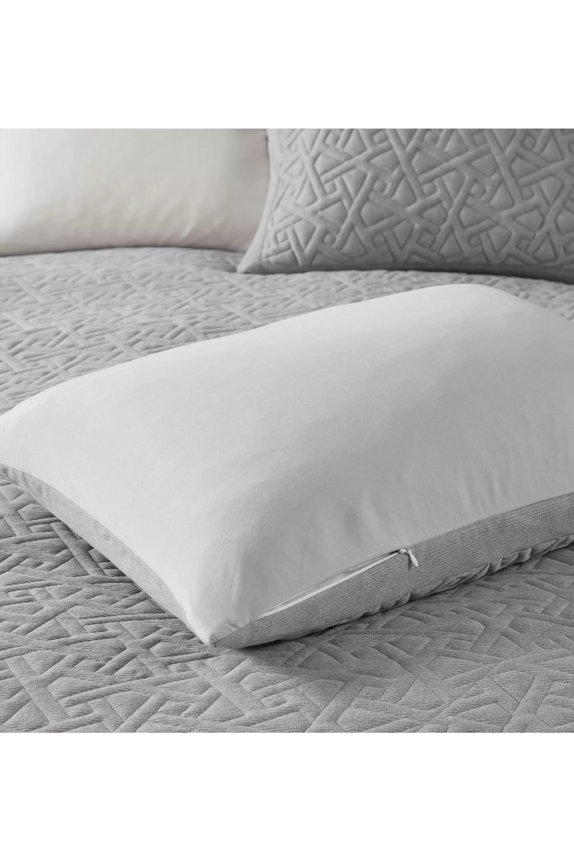 Natori Bedding<Origami 3 Piece Quilt Top Duvet Cover Mini Set Grey