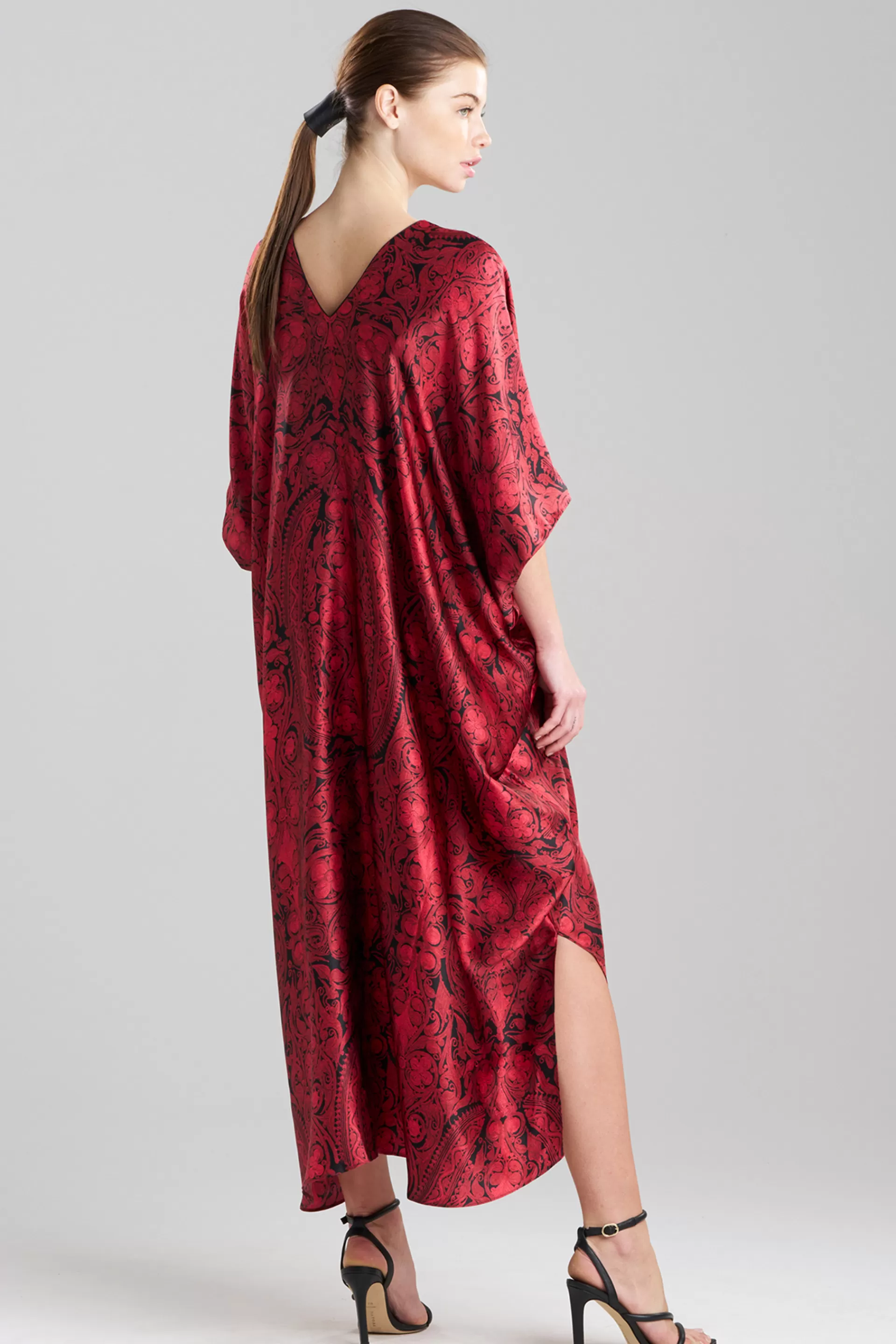 Natori Caftan Dresses<Ottoman Cocoon Silk Caftan Red/Black