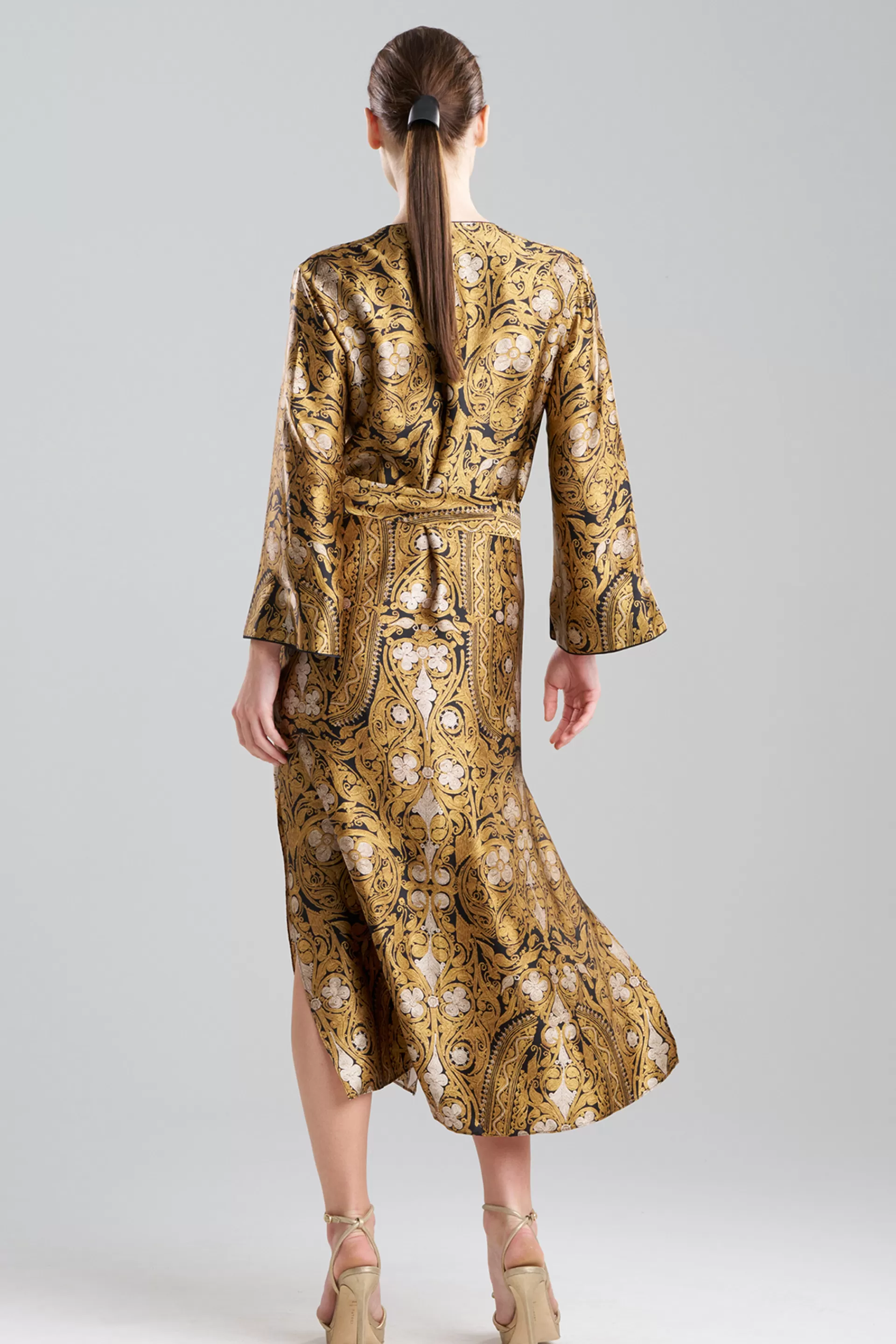 Natori Caftan Dresses<Ottoman Silk Caftan Black/Gold