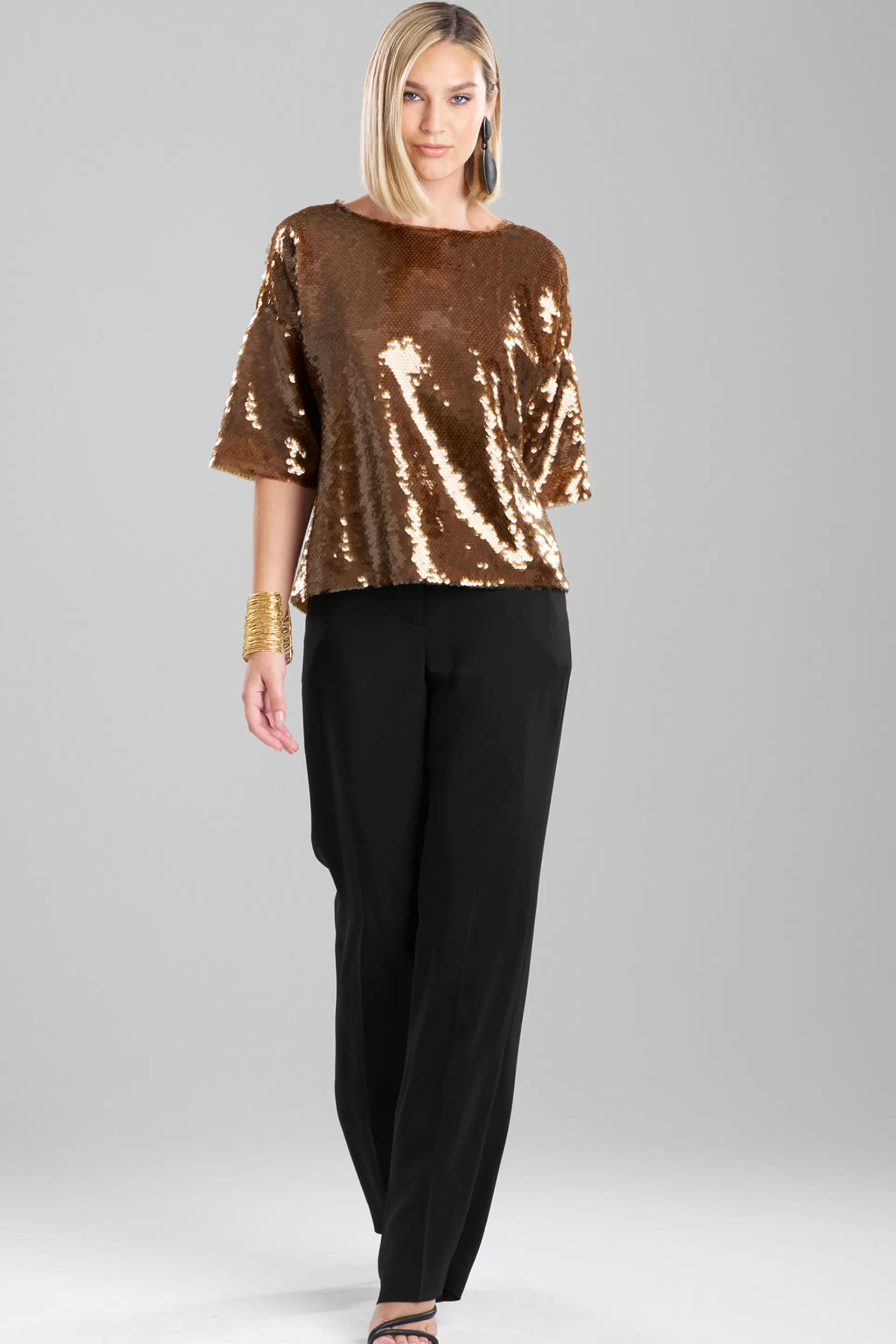 Natori Tops, Shirts & Tunics<Paillettes Boat Neck Top Brown