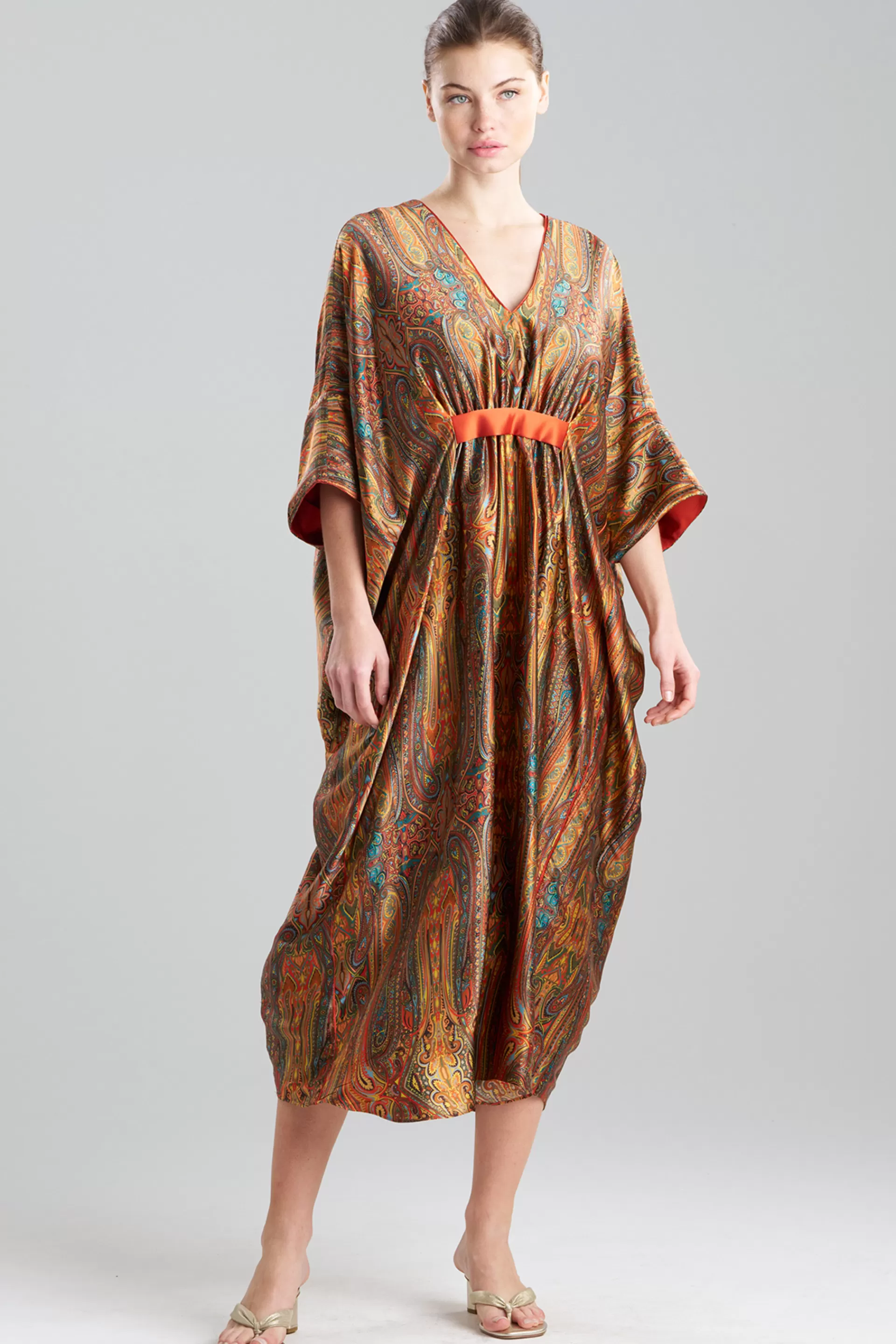 Natori Caftan Dresses<Paisley Cocoon Silk Caftan Multi