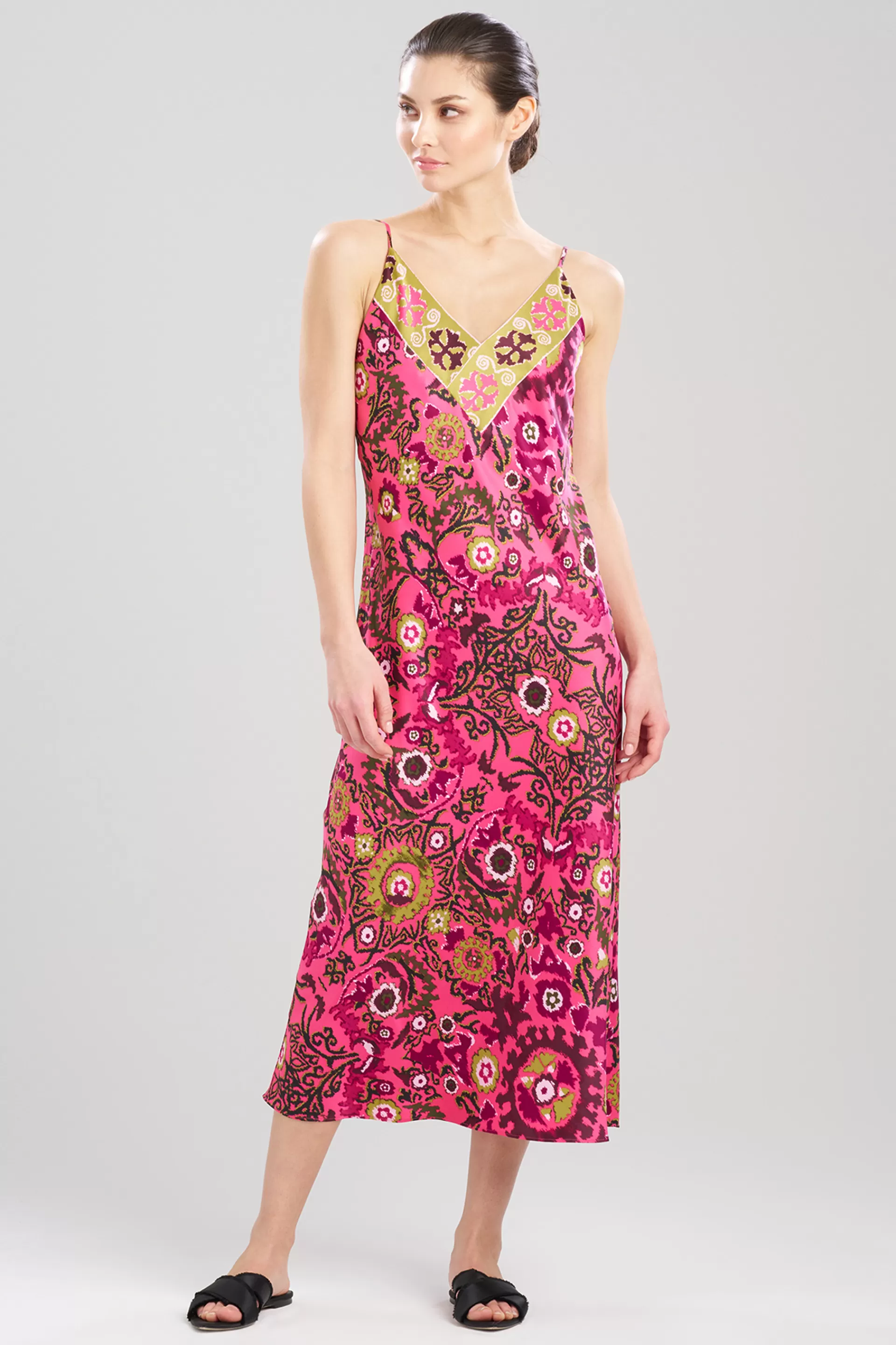 Natori Gowns<Palazzo Gown Fiesta Pink Combo