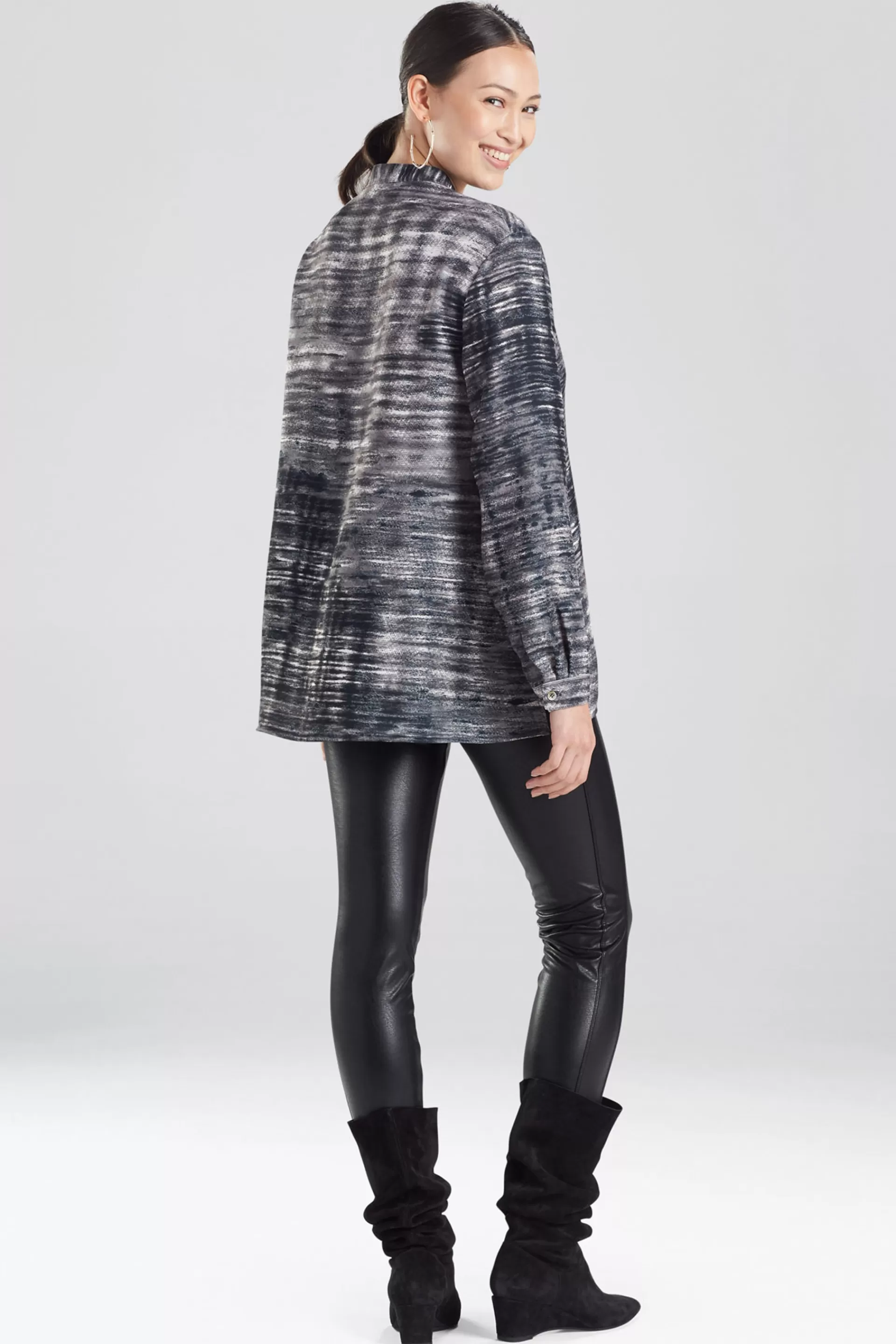 Natori Tops, Shirts & Tunics<Paloma-Printed Cady Tunic Shirt Graphite