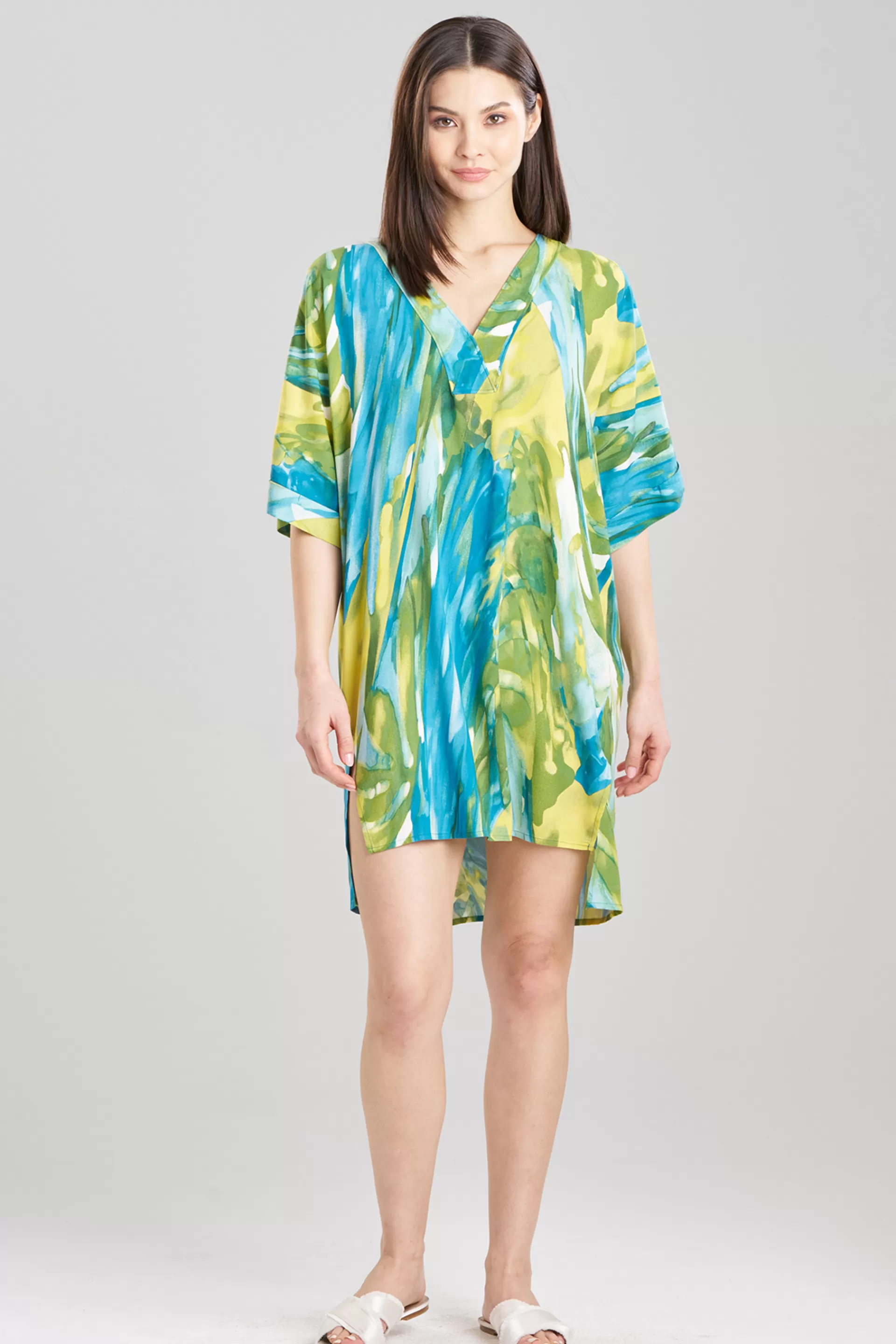 Natori Sleepshirts<Paradise Challis Sleepshirt Aqua Blue