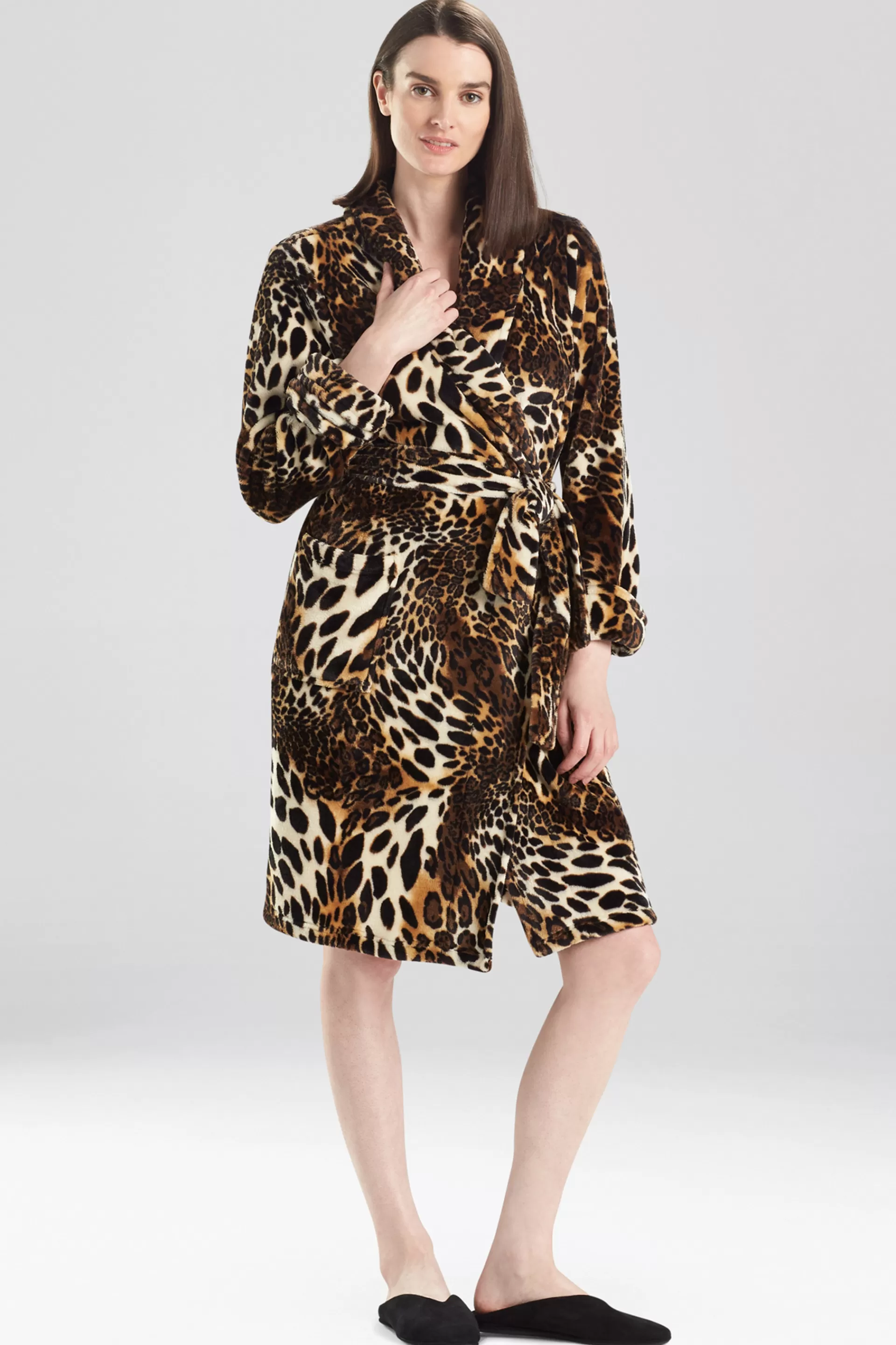 Natori Robes & Kimonos<Plush Leopard Cozy Robe Chestnut