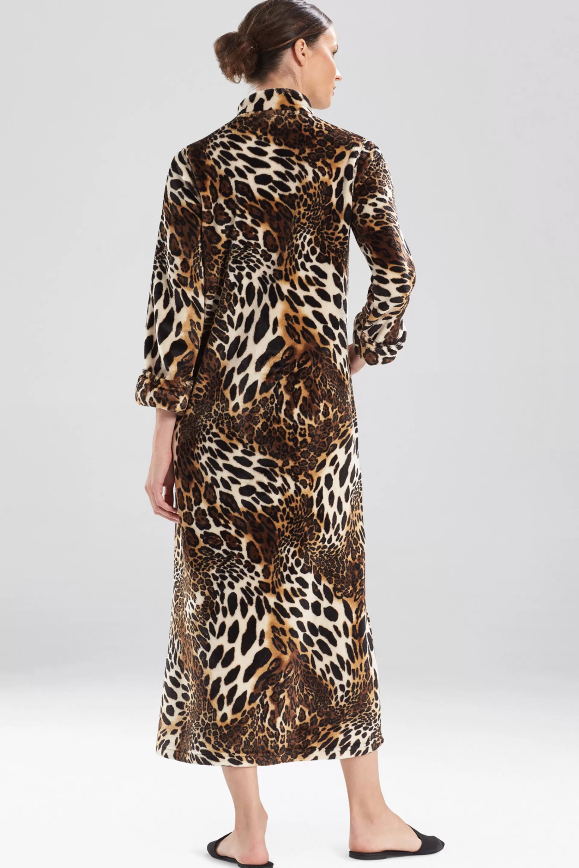 Natori Caftans<Plush Leopard Zip Caftan