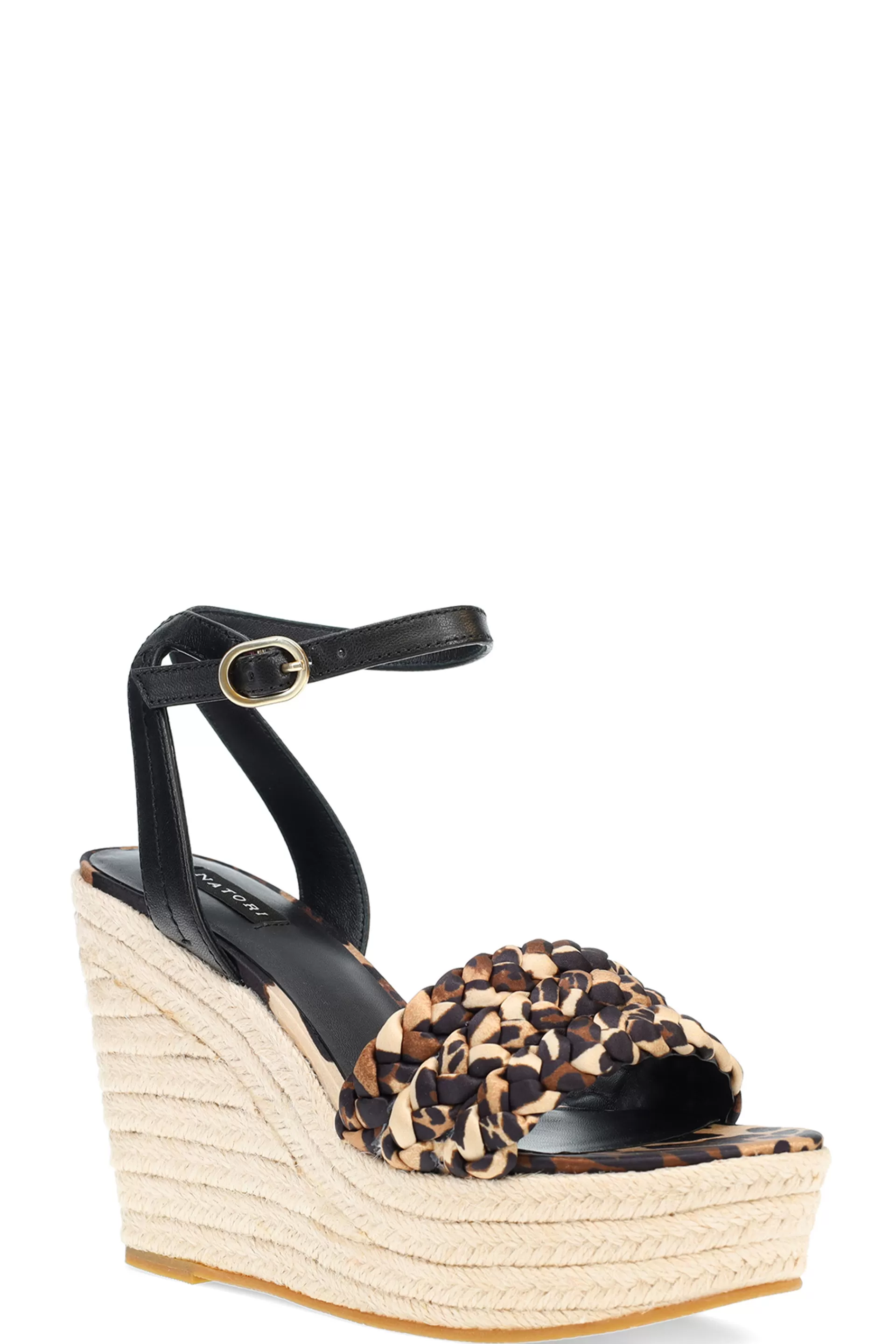 Natori Sandals<Rae Luxe Leopard Hinami Braided Wedge Sandals Chestnut