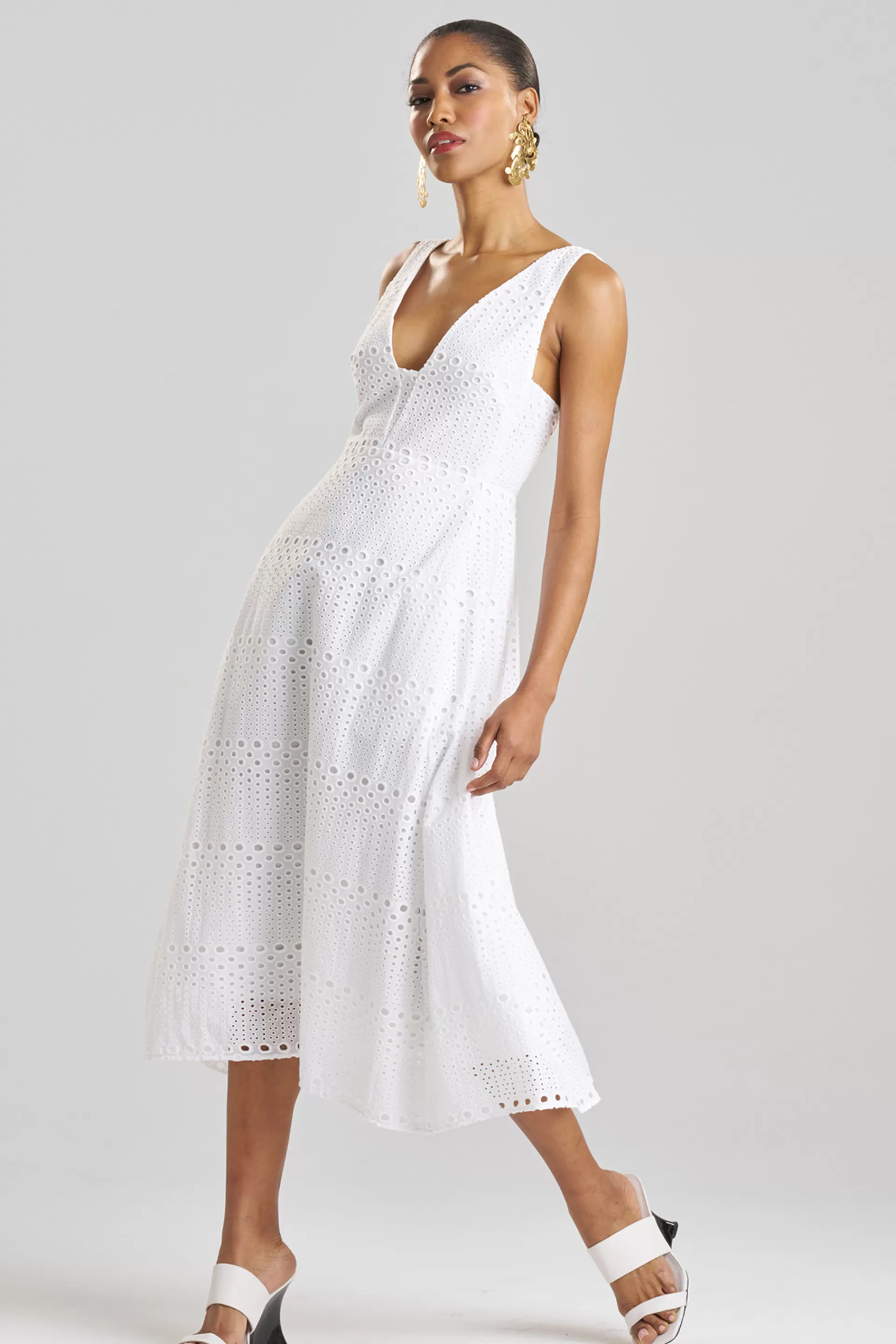 Natori Dresses<Round Eyelet Dress White