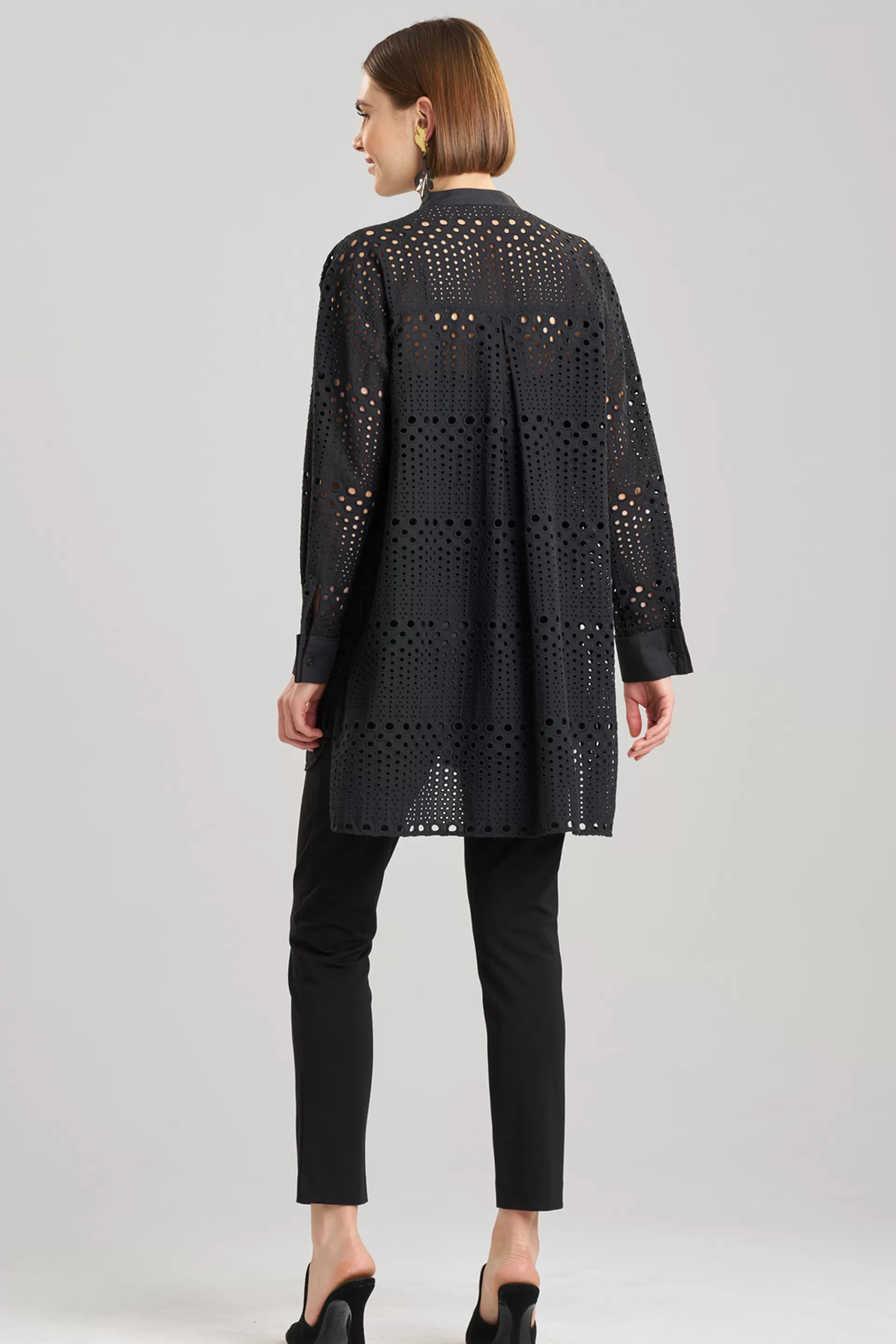 Natori Beach Tops | Tops, Shirts & Tunics<Round Eyelet Oversized Tuxedo Shirt Black